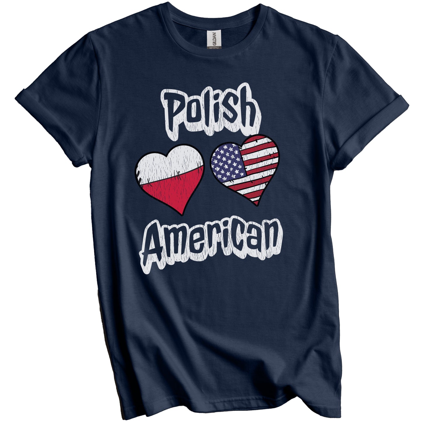 Polish American Flag Hearts Combo Poland Distressed T-Shirt