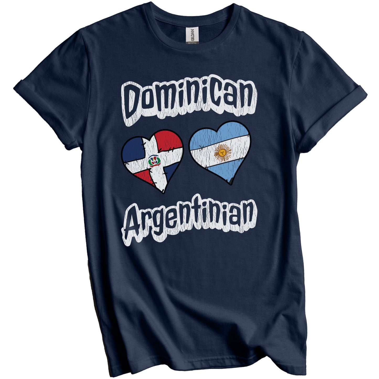 Dominican Argentinian Hearts Dominican Republic Argentina Distressed T-Shirt