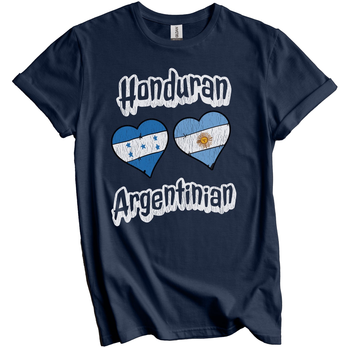 Honduran Argentinian Flag Heart Combo Honduras Argentina Distressed T-Shirt