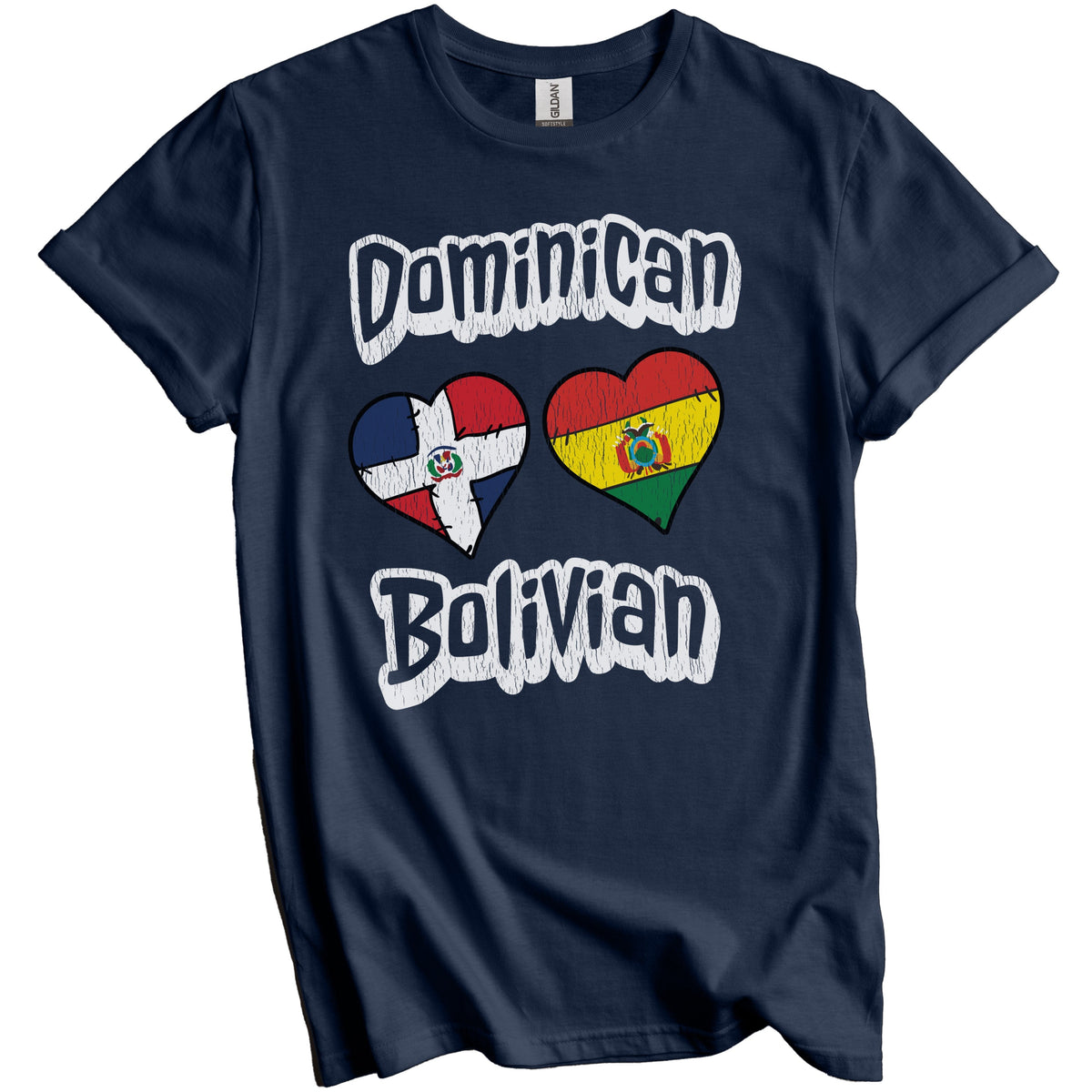 Dominican Bolivian Flag Hearts Dominican Republic Bolivia Distressed T-Shirt