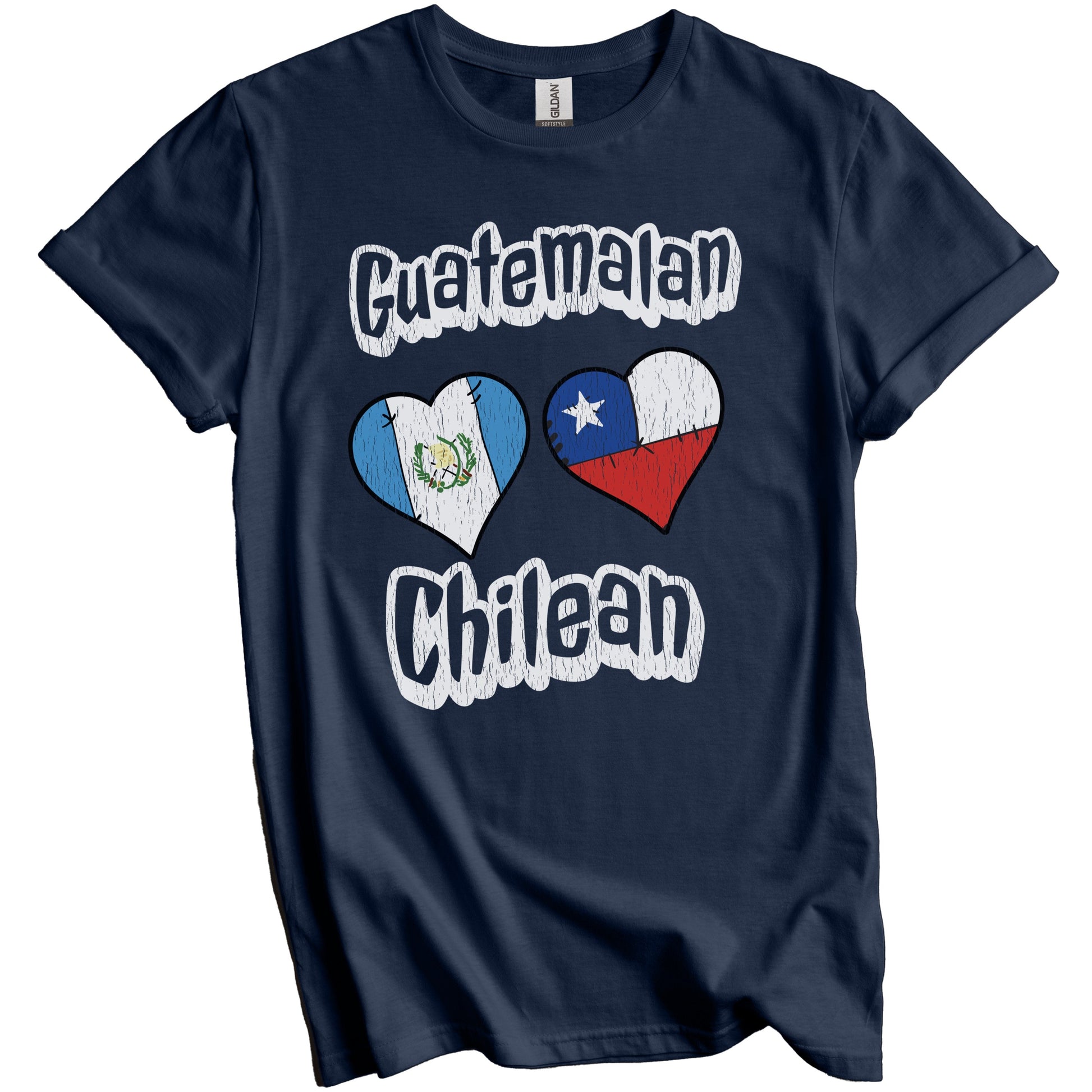 Guatemalan Chilean Flag Heart Combo Guatemala Chile Distressed T-Shirt