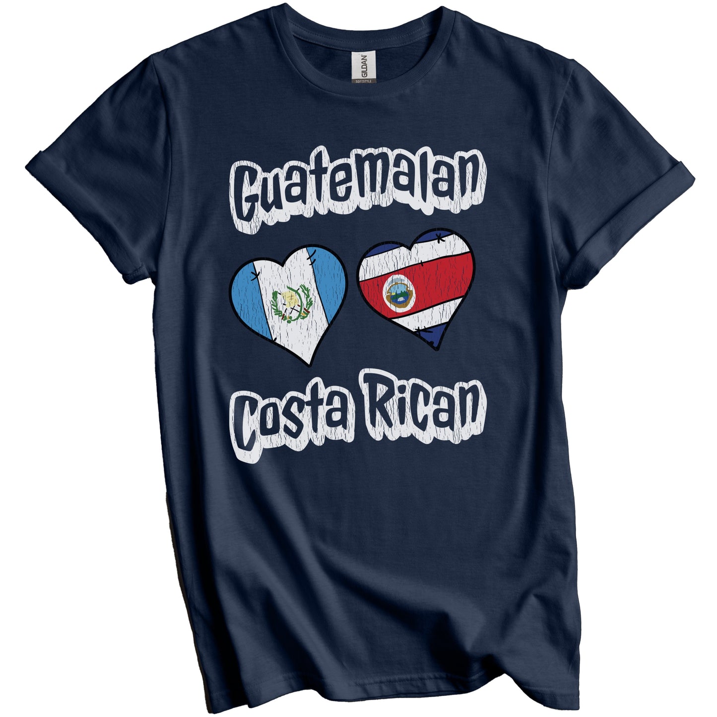 Guatemalan Costa Rican Flag Heart Combo Guatemala Costa Rica Distressed T-Shirt