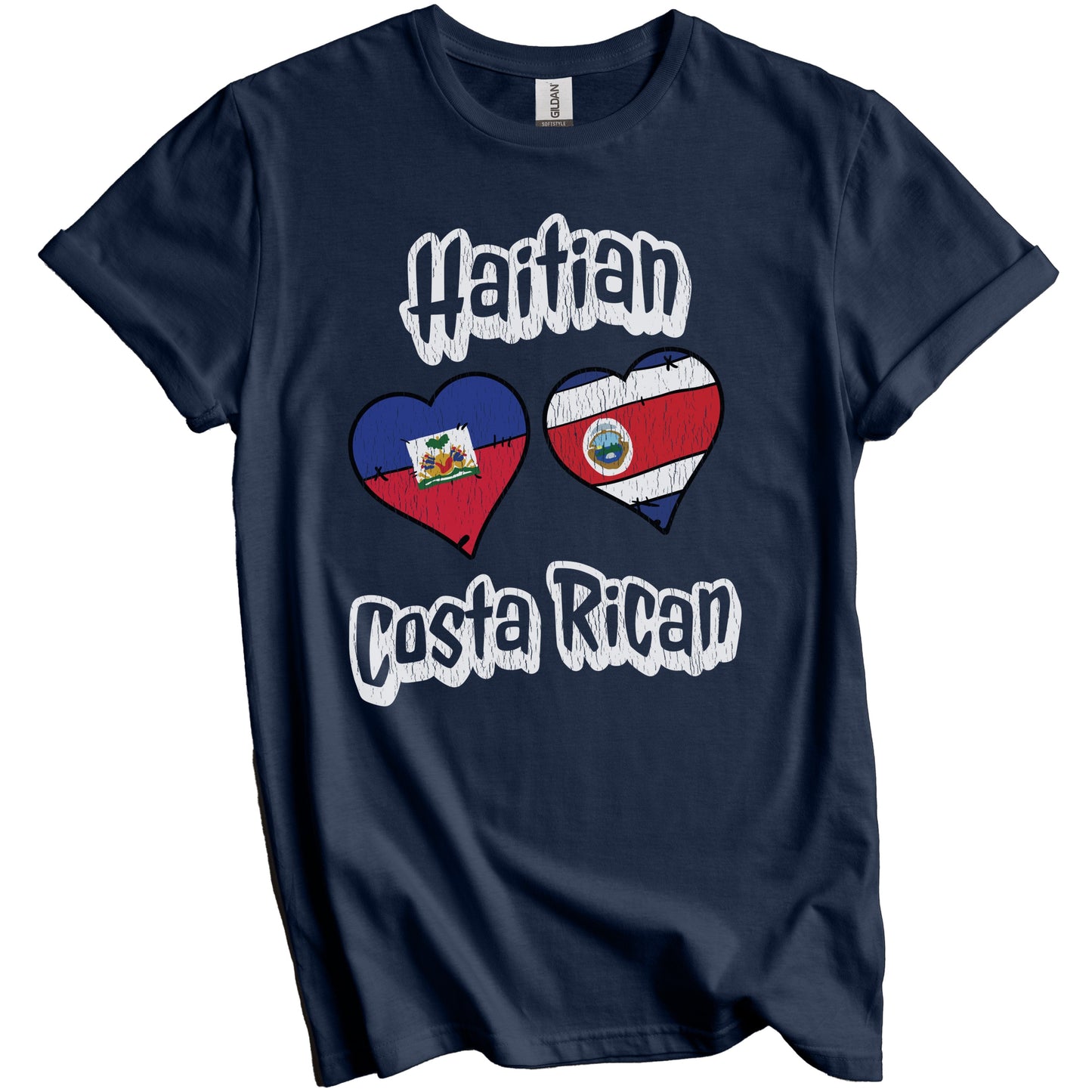 Haitian Costa Rican Flag Heart Combo Haiti Costa Rica Distressed T-Shirt