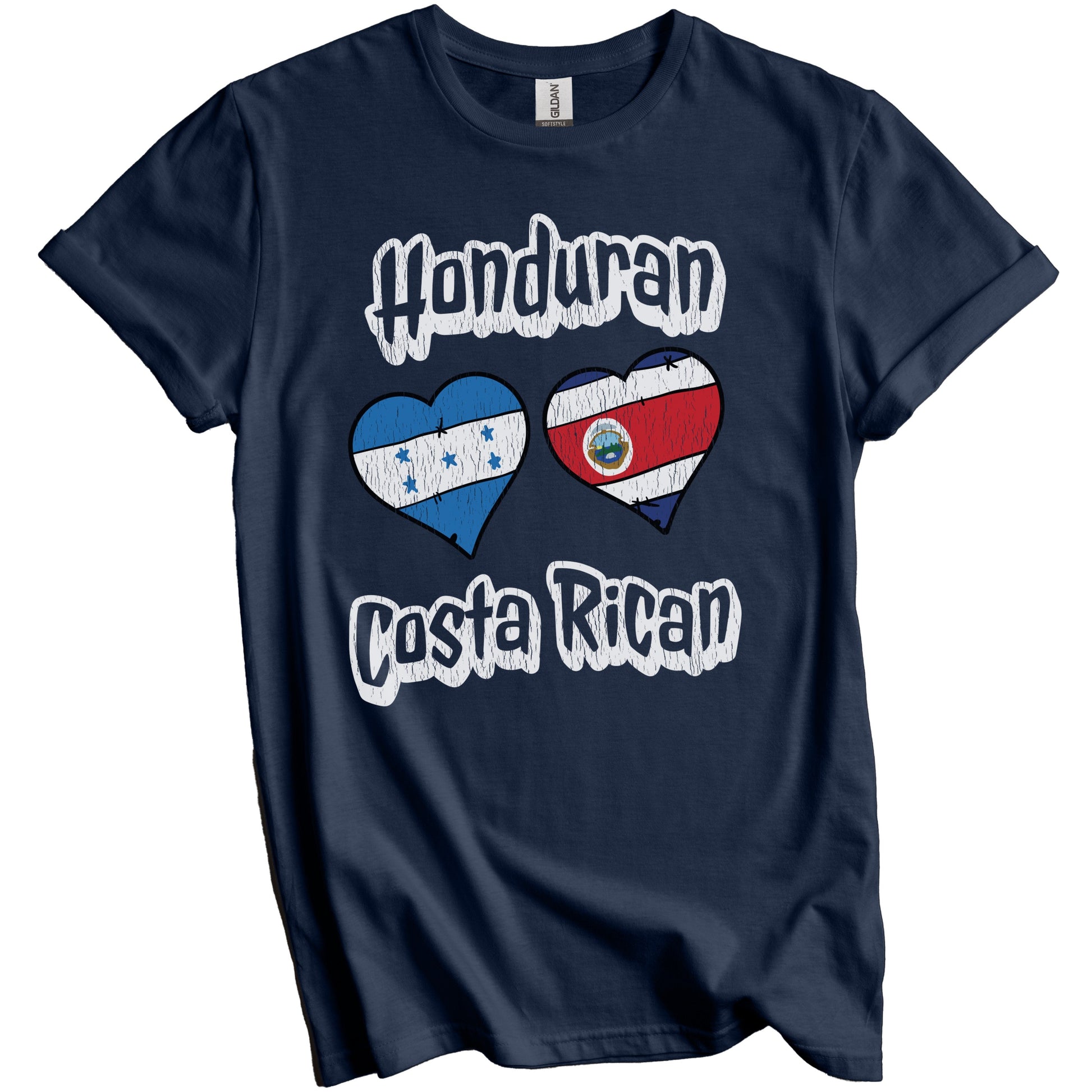 Honduran Costa Rican Flag Heart Combo Honduras Costa Rica Distressed T-Shirt