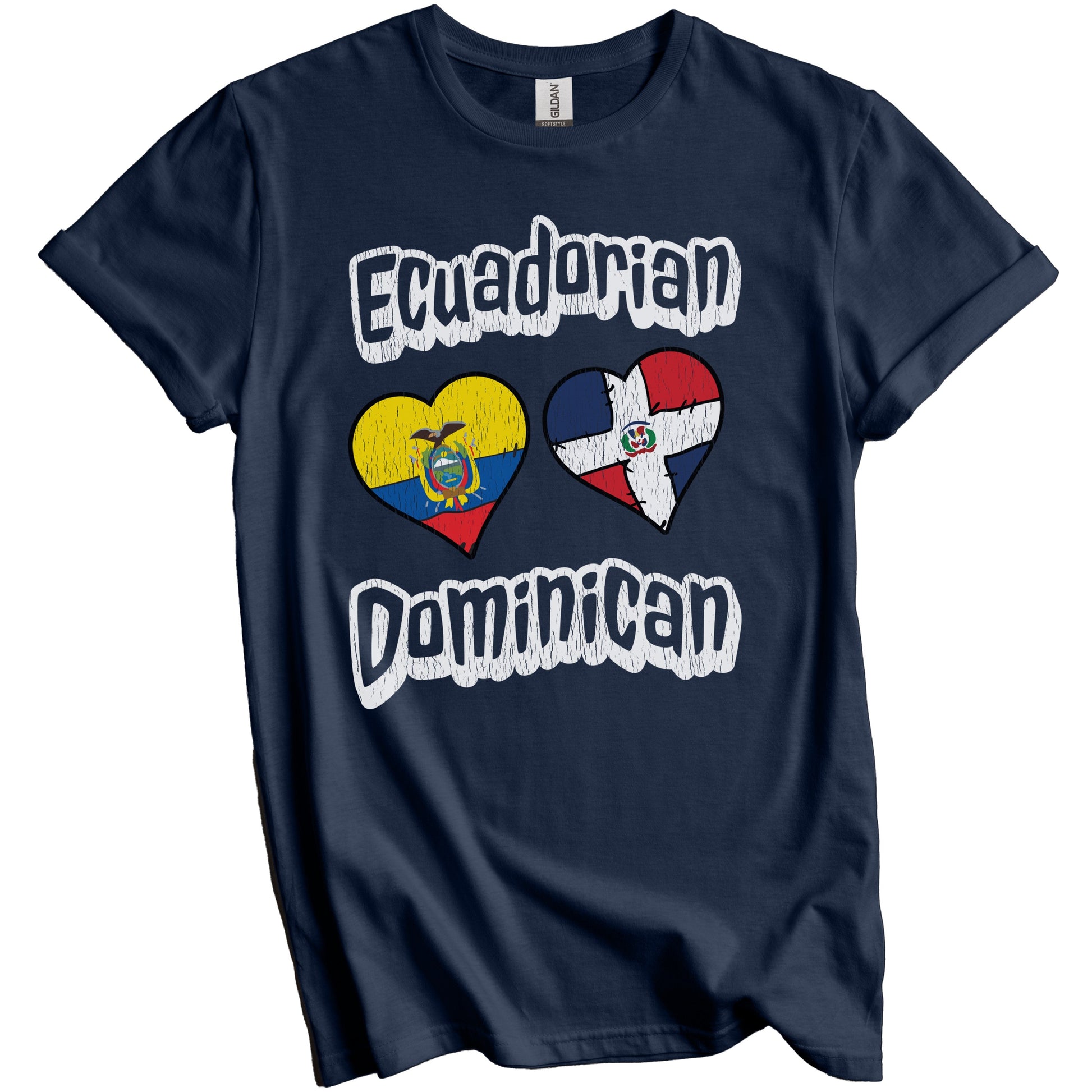 Ecuadorian Dominican Flag Hearts Ecuador Dominican Republic Distressed T-Shirt