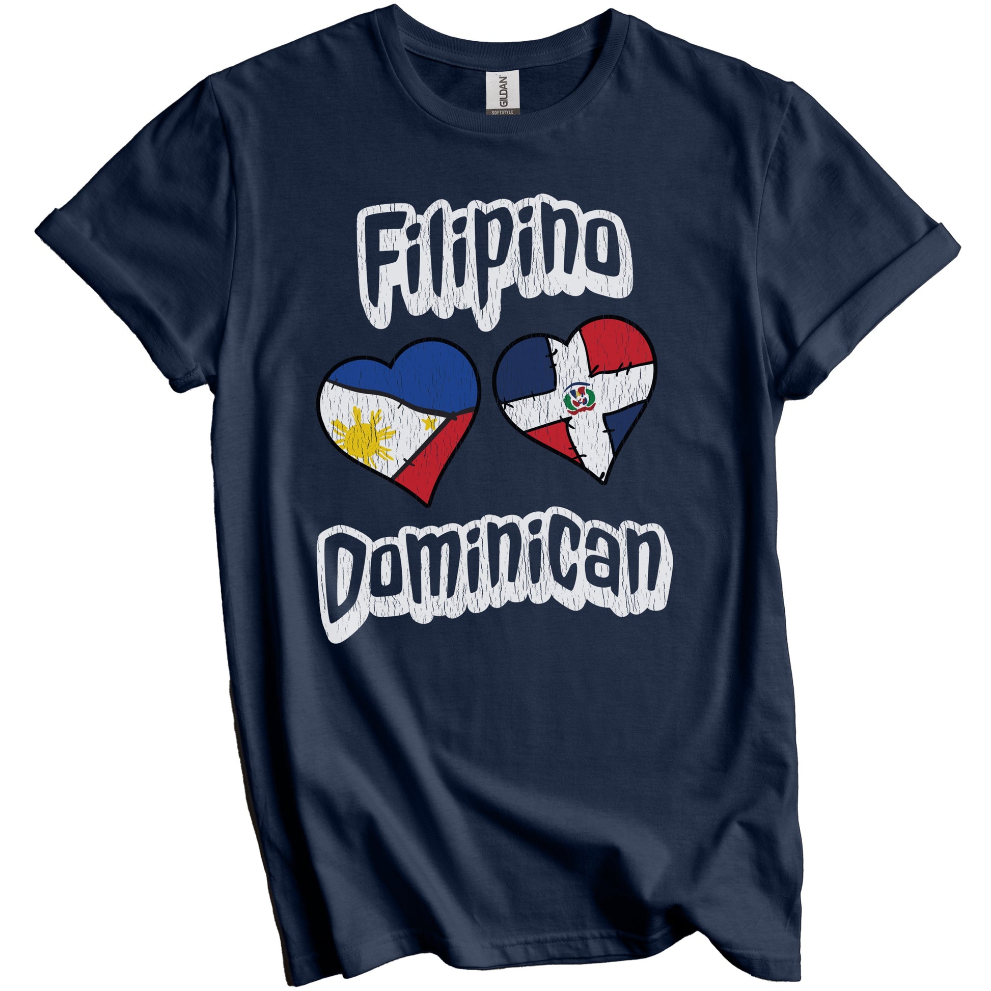 Filipino Dominican Hearts Philippines Dominican Republic Distressed T-Shirt