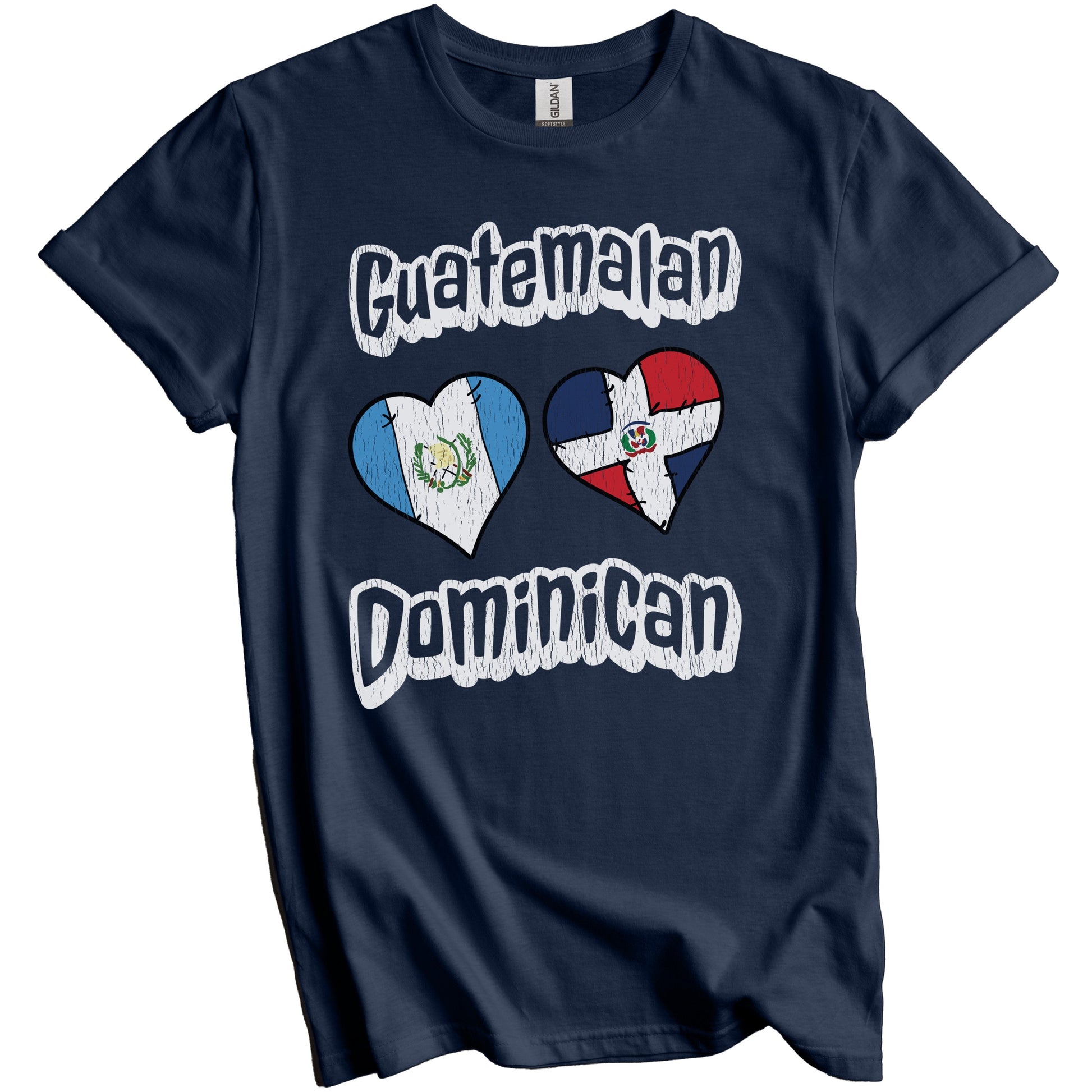Guatemalan Dominican Hearts Guatemala Dominican Republic Distressed T-Shirt