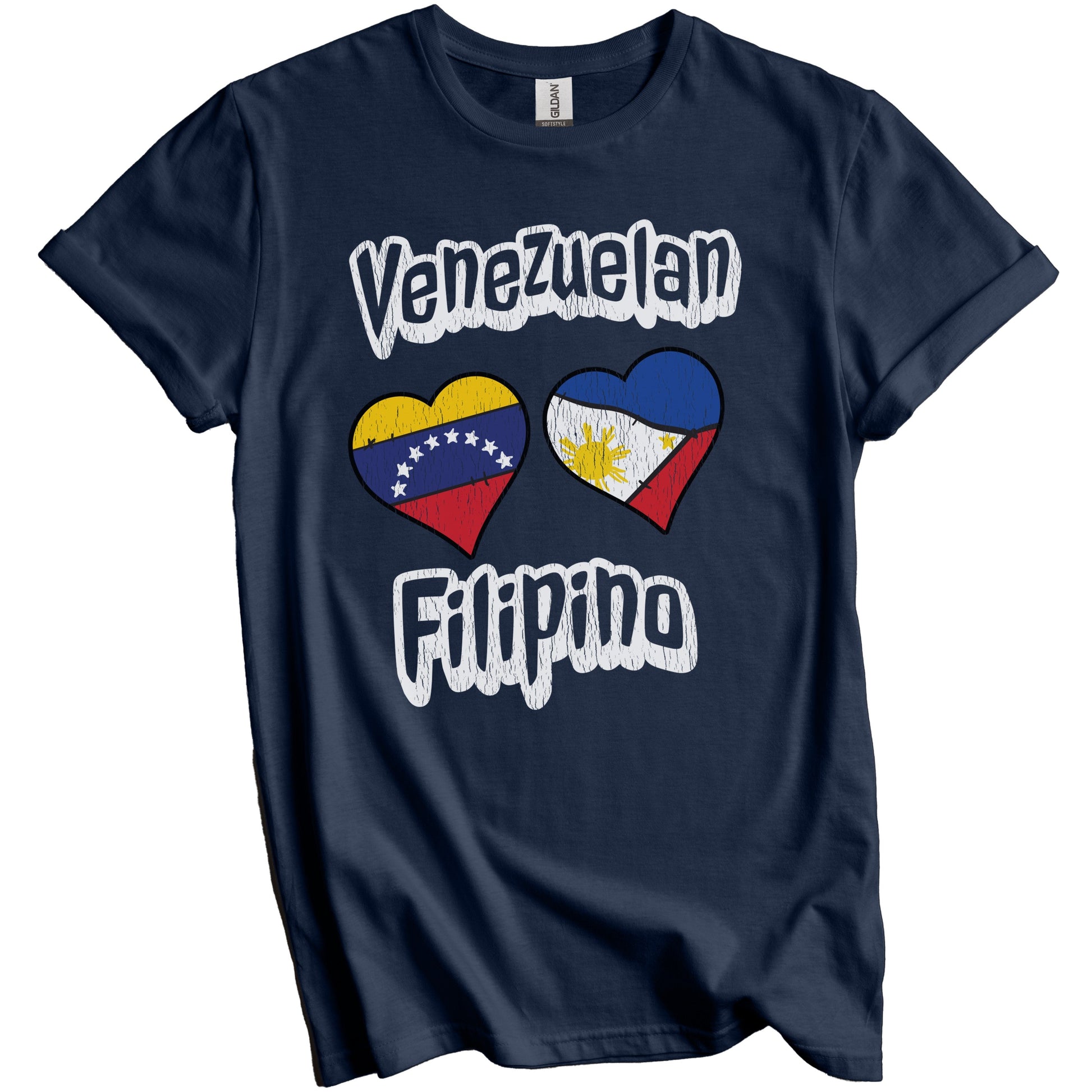 Venezuelan Filipino Flag Heart Combo Venezuela Philippines Distressed T-Shirt