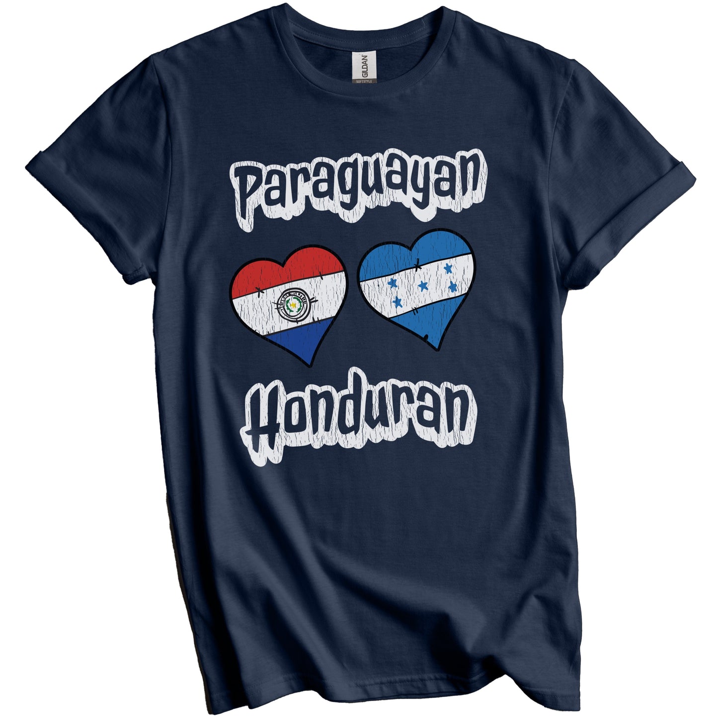 Paraguayan Honduran Flag Heart Combo Paraguay Honduras Distressed T-Shirt