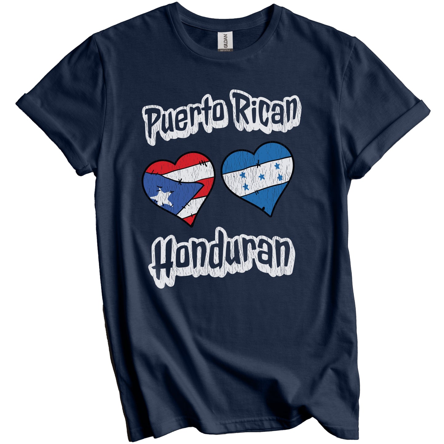 Puerto Rican Honduran Flag Heart Combo Puerto Rico Honduras Distressed T-Shirt