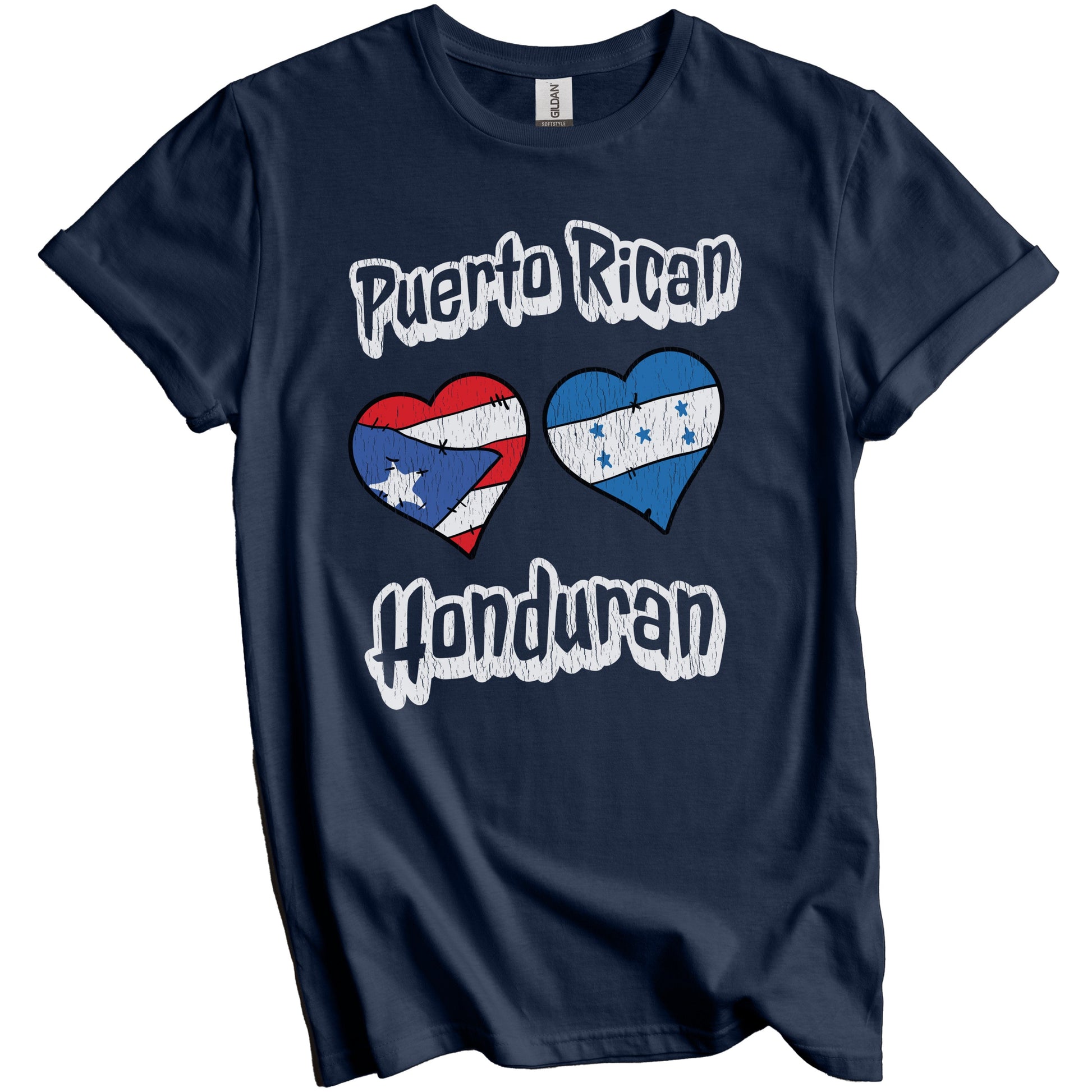 Puerto Rican Honduran Flag Heart Combo Puerto Rico Honduras Distressed T-Shirt
