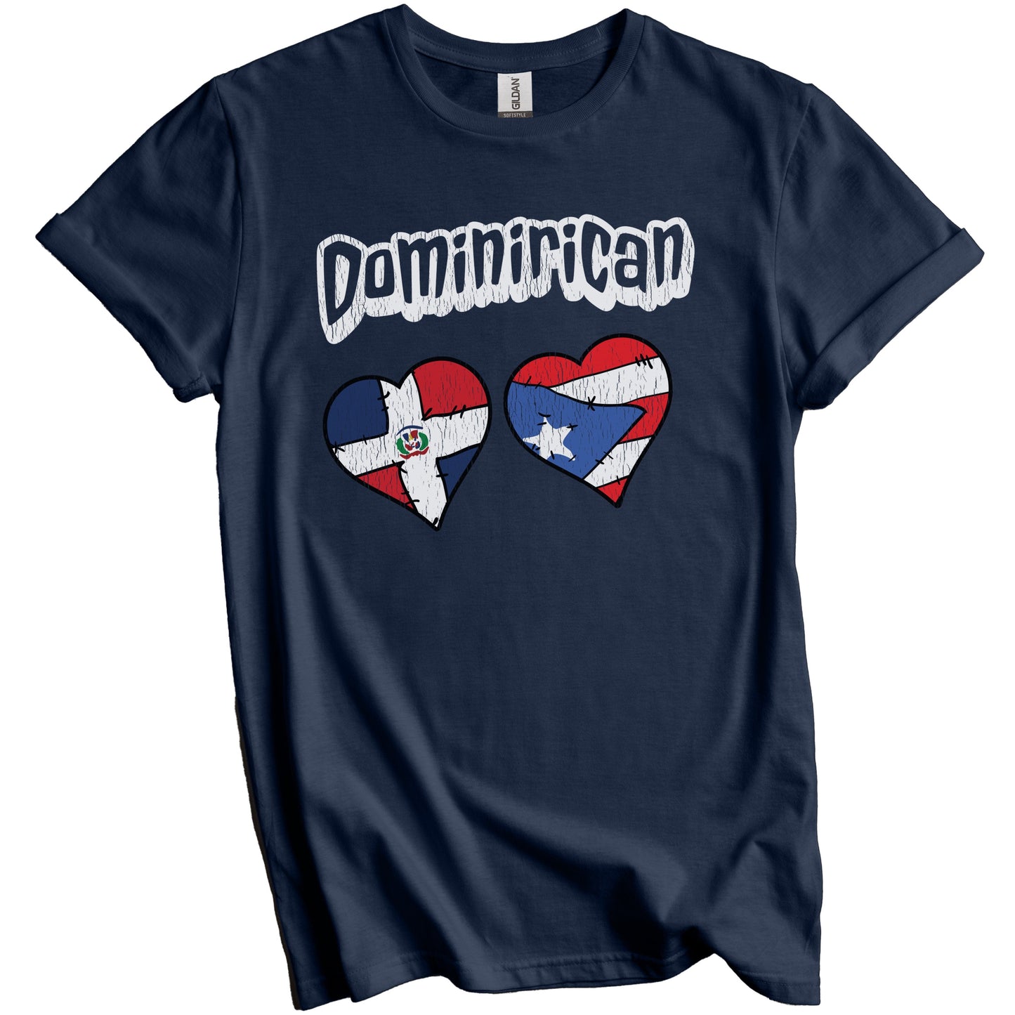 Dominirican Dominican Puerto Rican Flag Heart Combo Distressed T-Shirt