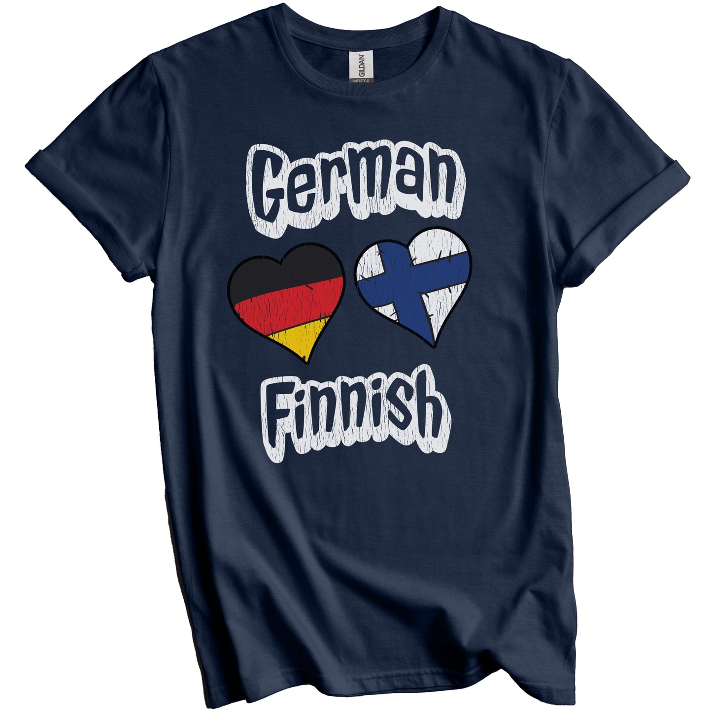 German Finnish Flag Heart Combo Germany Finland Distressed T-Shirt