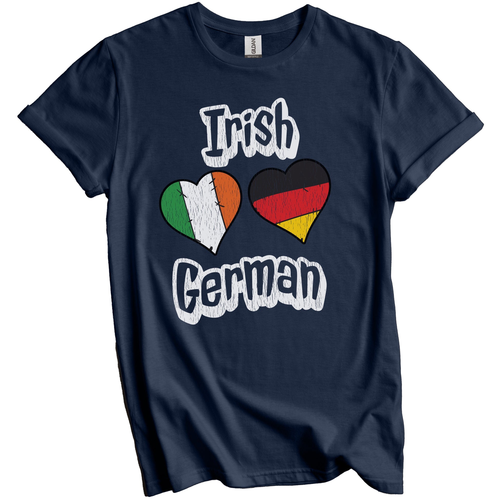 Irish German Flag Heart Combo Ireland Germany Distressed T-Shirt