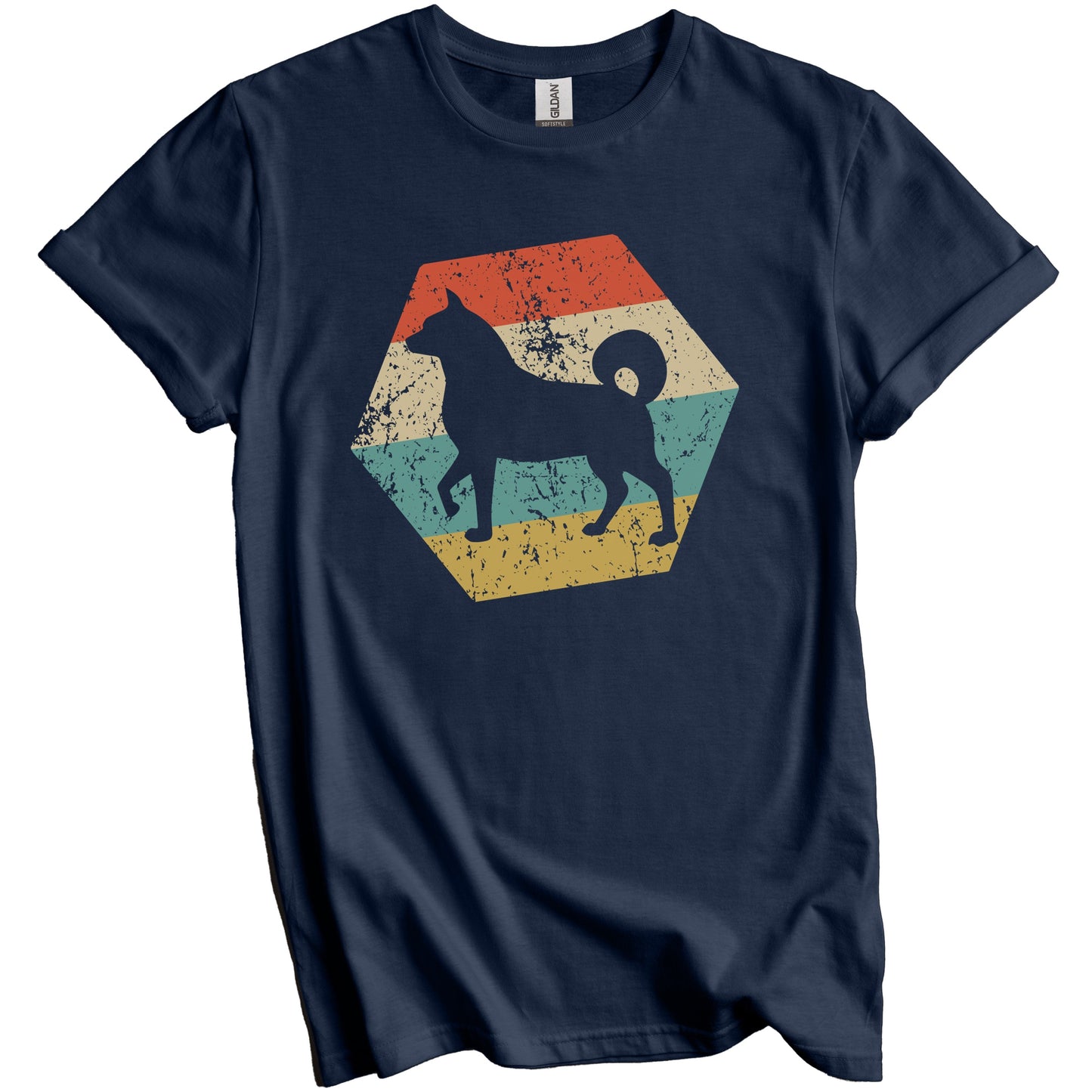 Akita Inu Dog Breed Retro Distressed Hexagon T-Shirt