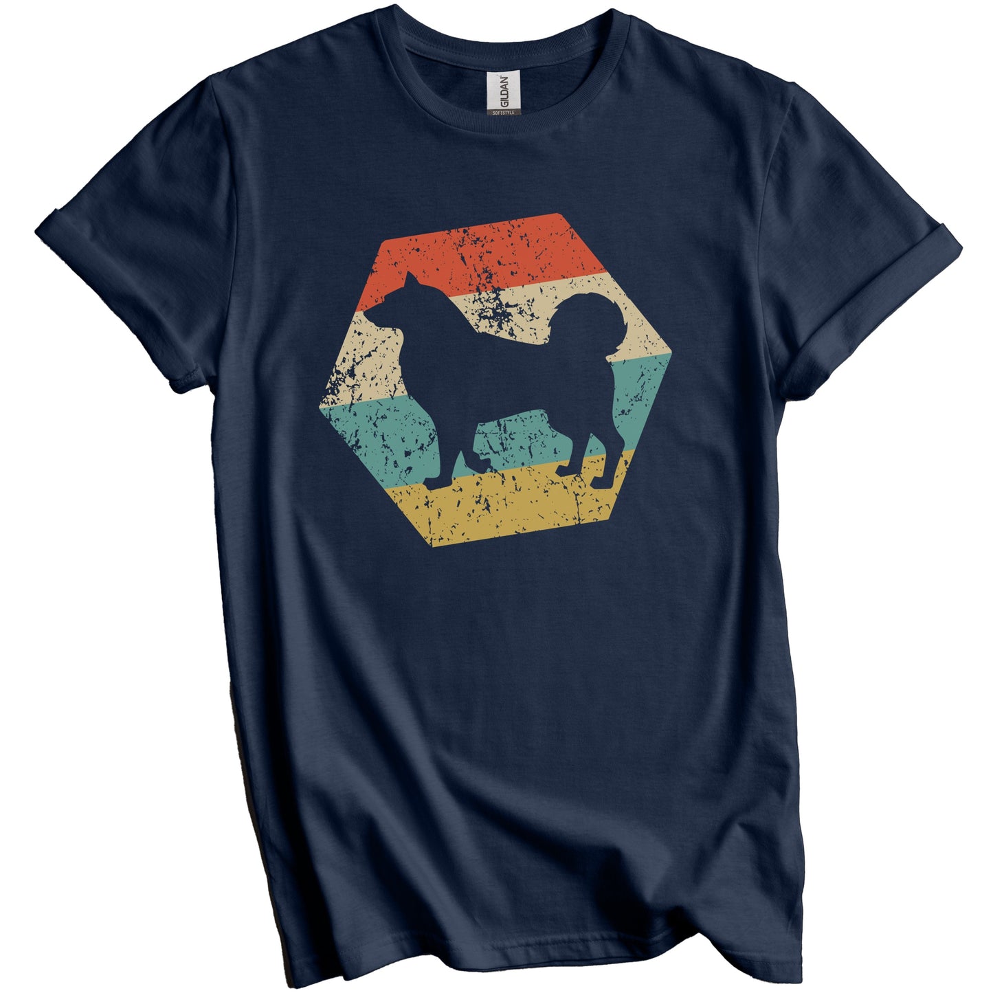 Alaskan Malamute Dog Breed Retro Distressed Hexagon T-Shirt