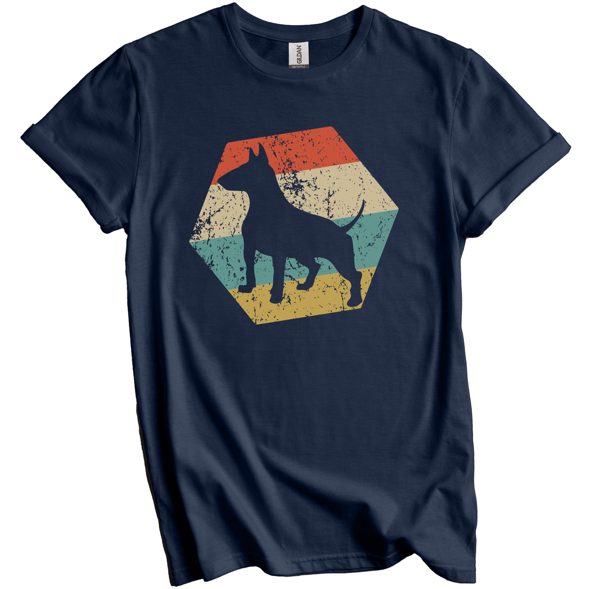 Bull Terrier Dog Breed Retro Distressed Hexagon T-Shirt