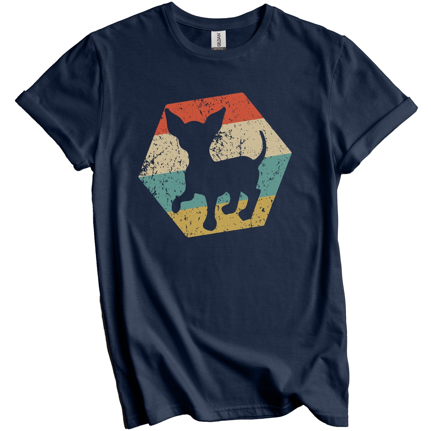 Chihuahua Dog Breed Retro Distressed Hexagon T-Shirt