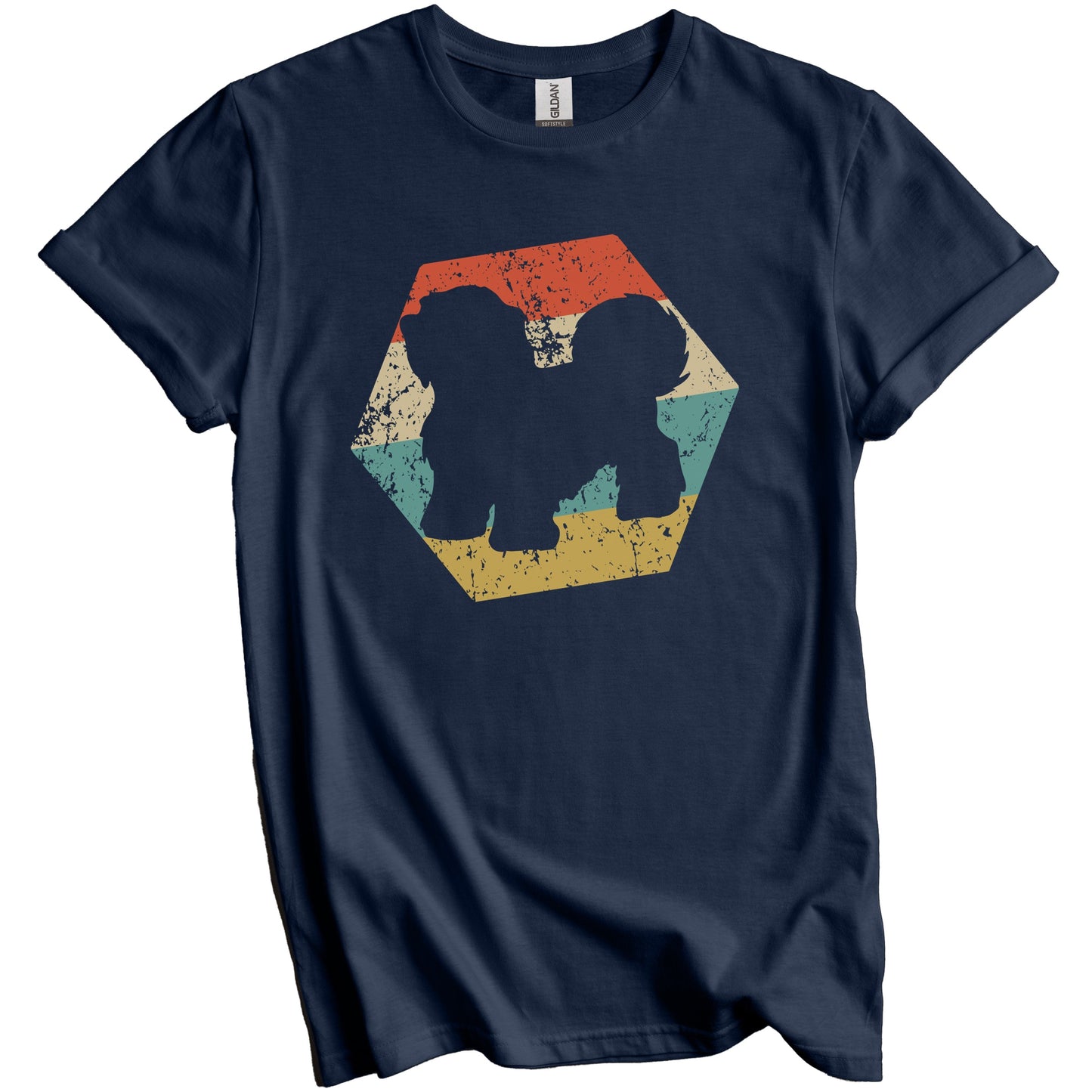 Havanese Dog Breed Retro Distressed Hexagon T-Shirt