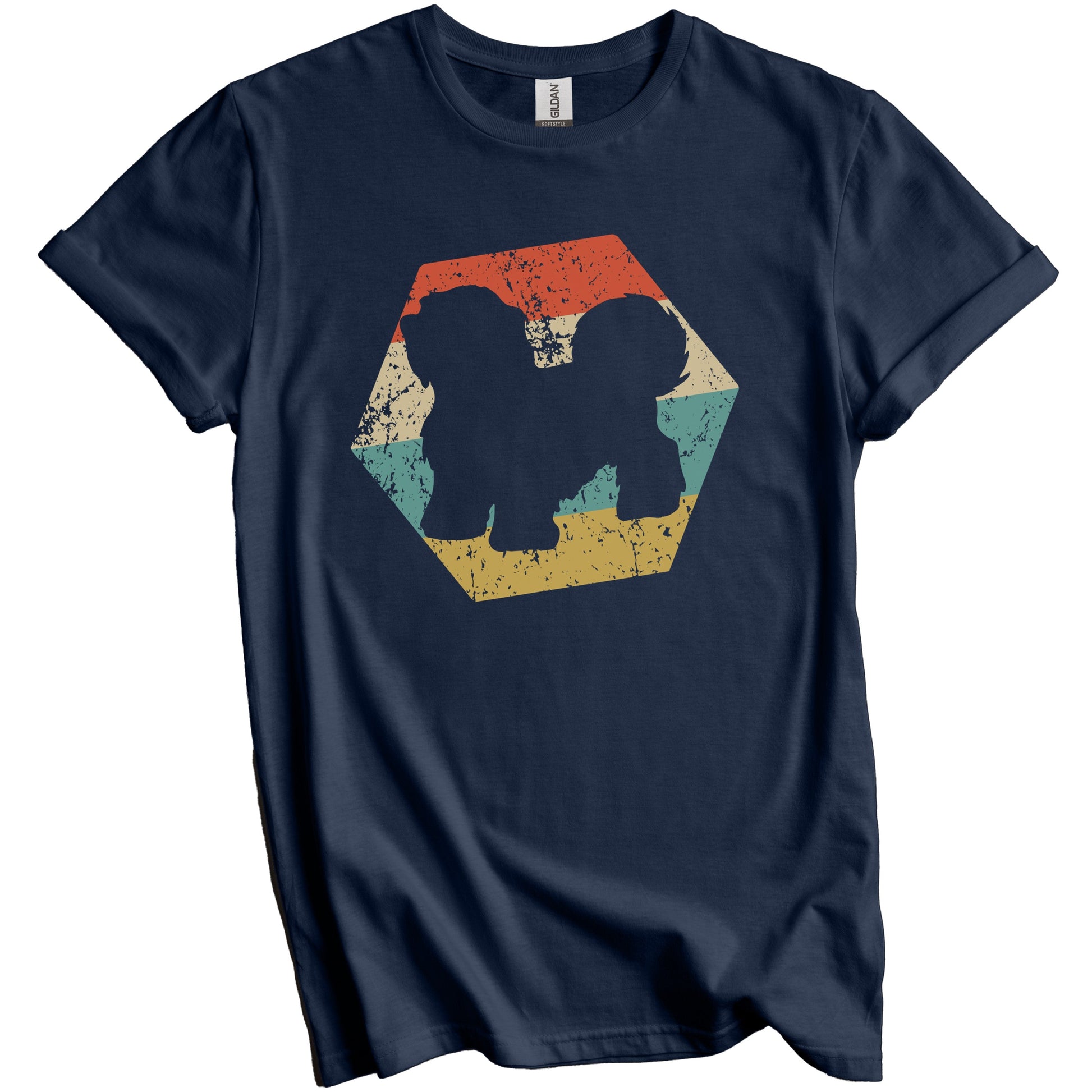 Havanese Dog Breed Retro Distressed Hexagon T-Shirt
