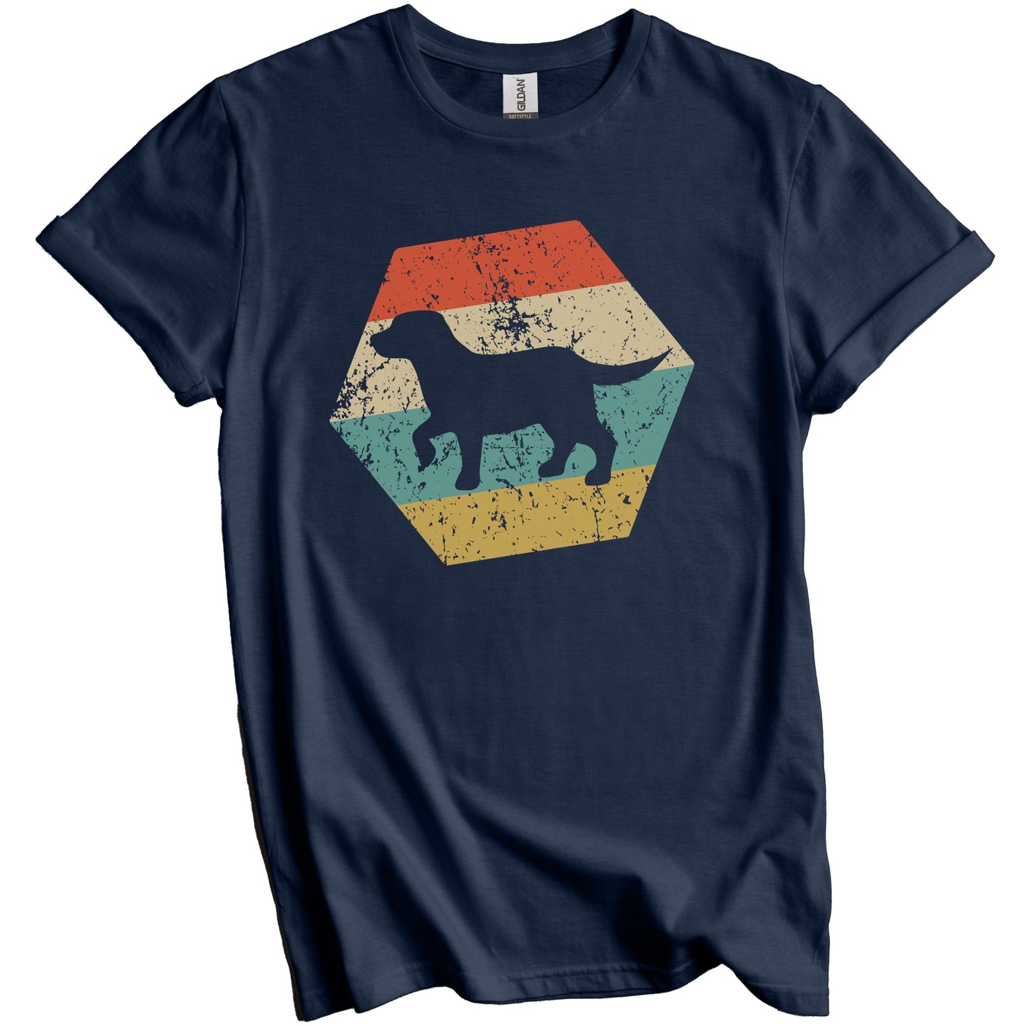 Labrador Retriever Dog Breed Retro Distressed Hexagon T-Shirt