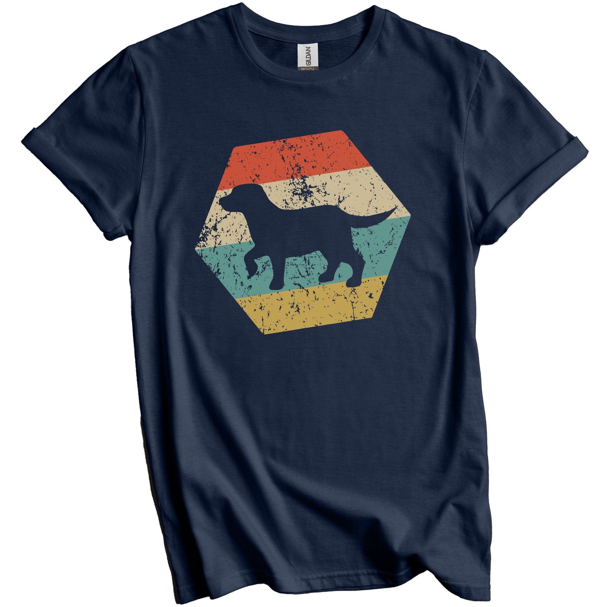 Labrador Retriever Dog Breed Retro Distressed Hexagon T-Shirt