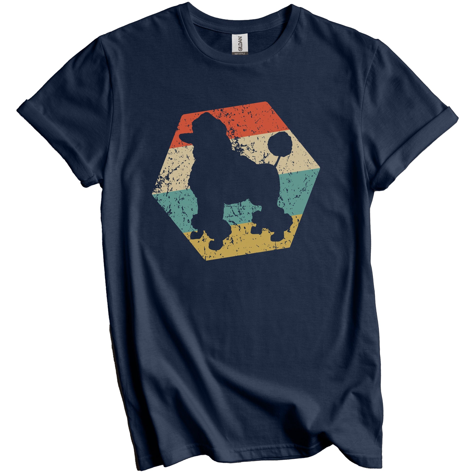 Poodle Dog Breed Retro Distressed Hexagon T-Shirt