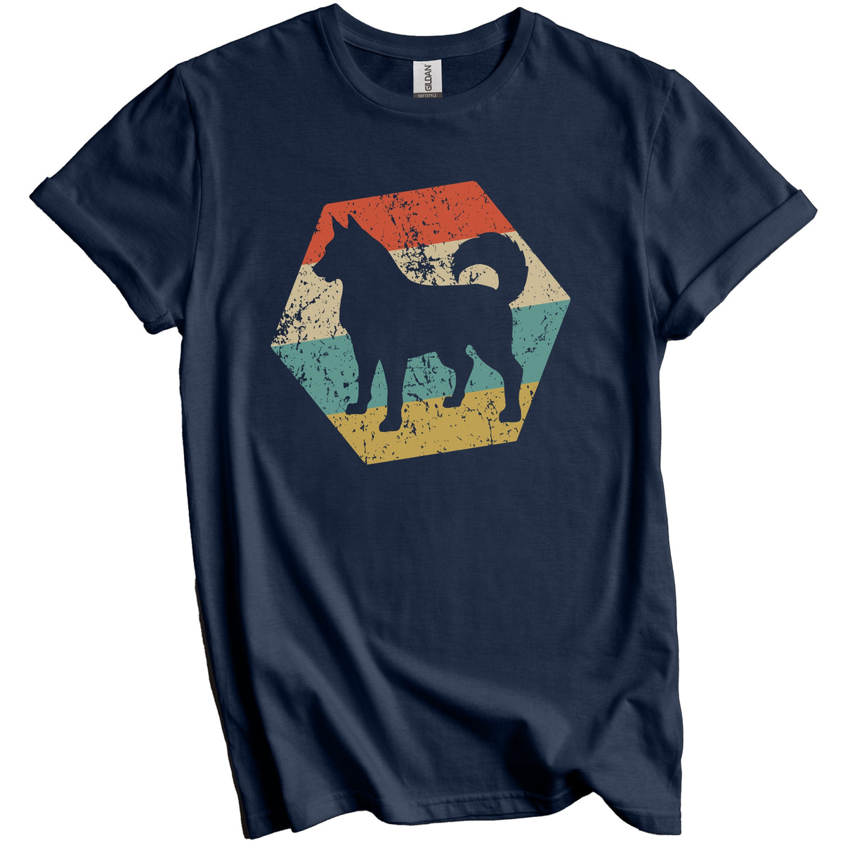 Siberian Husky Dog Breed Retro Distressed Hexagon T-Shirt