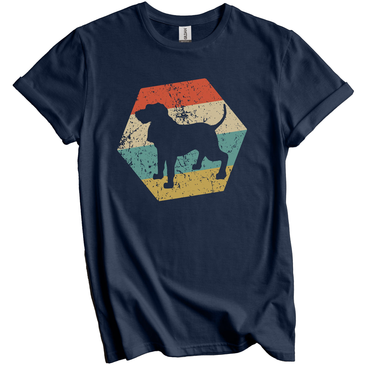Bloodhound Dog Breed Retro Distressed Hexagon T-Shirt