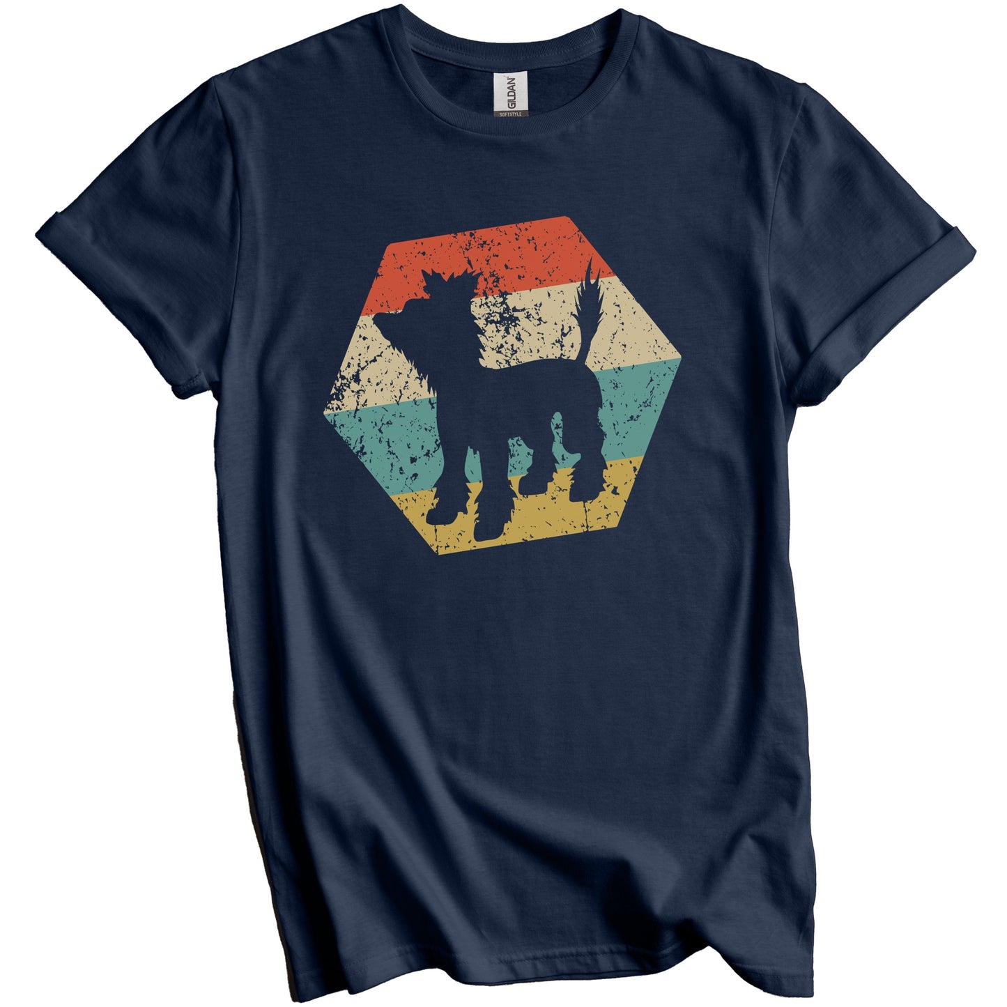 Chinese Crested Dog Breed Retro Distressed Hexagon T-Shirt