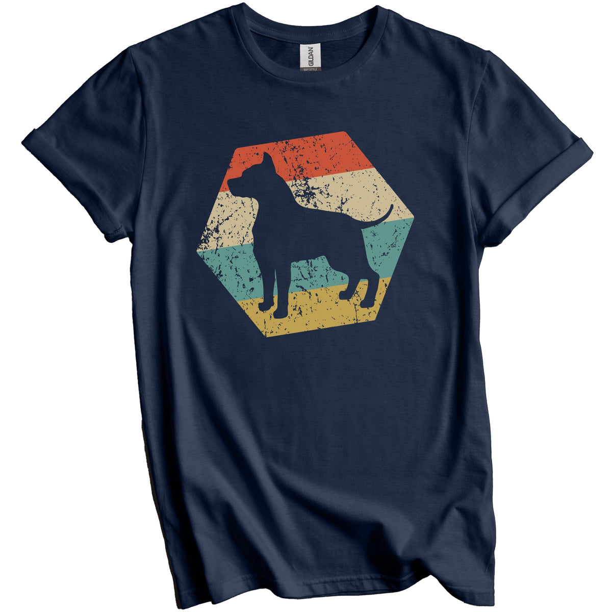 AmStaff Dog Breed Retro Distressed Hexagon T-Shirt