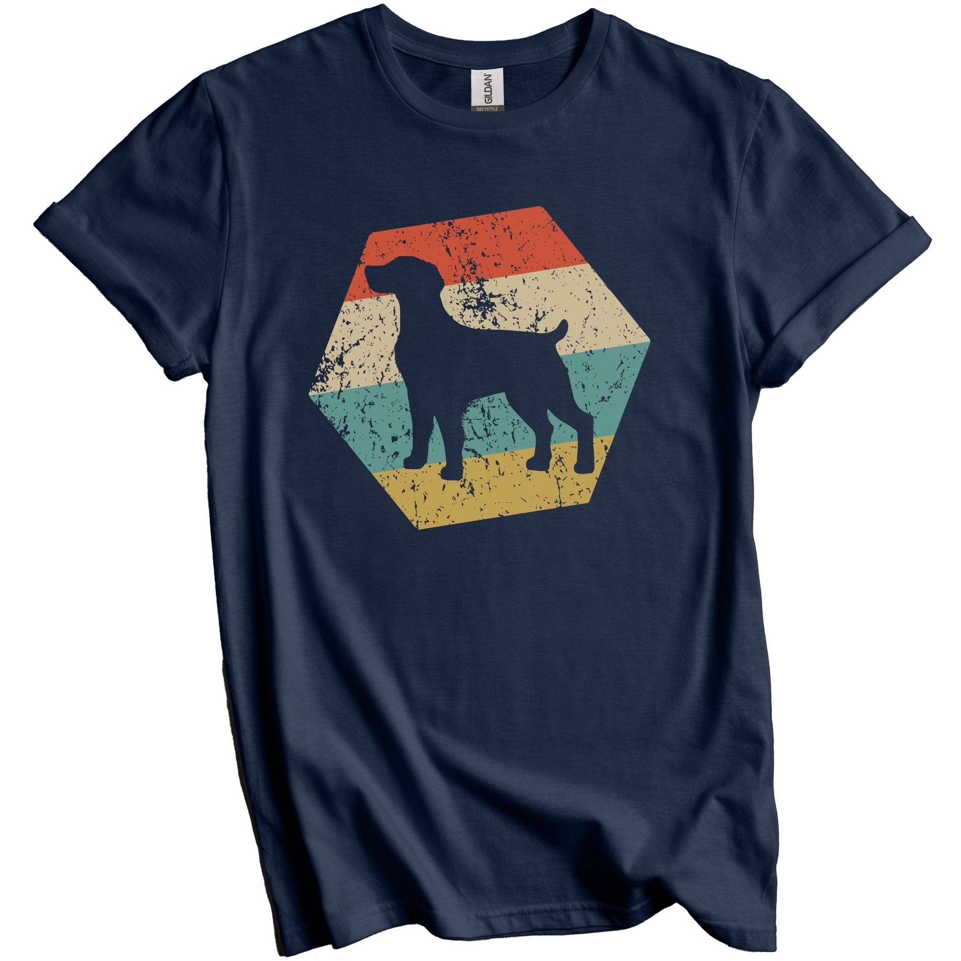 Brittany Spaniel Dog Breed Retro Distressed Hexagon T-Shirt