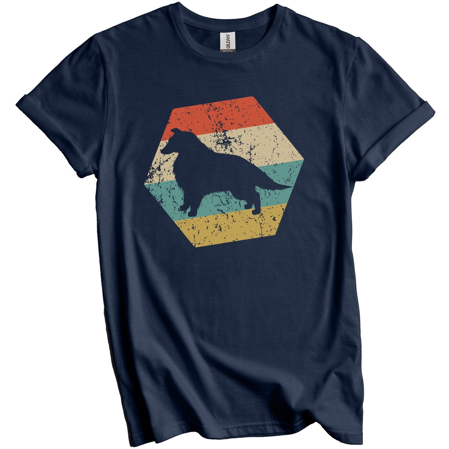 Collie Dog Breed Retro Distressed Hexagon T-Shirt