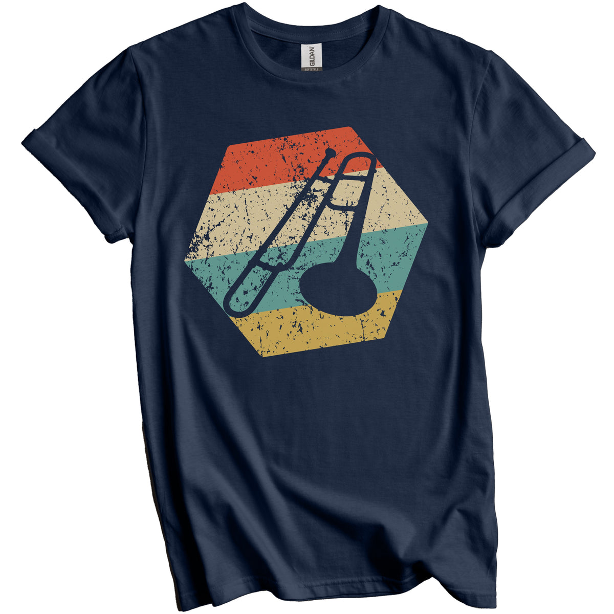 Trombone Retro Distressed Hexagon Trombonist T-Shirt