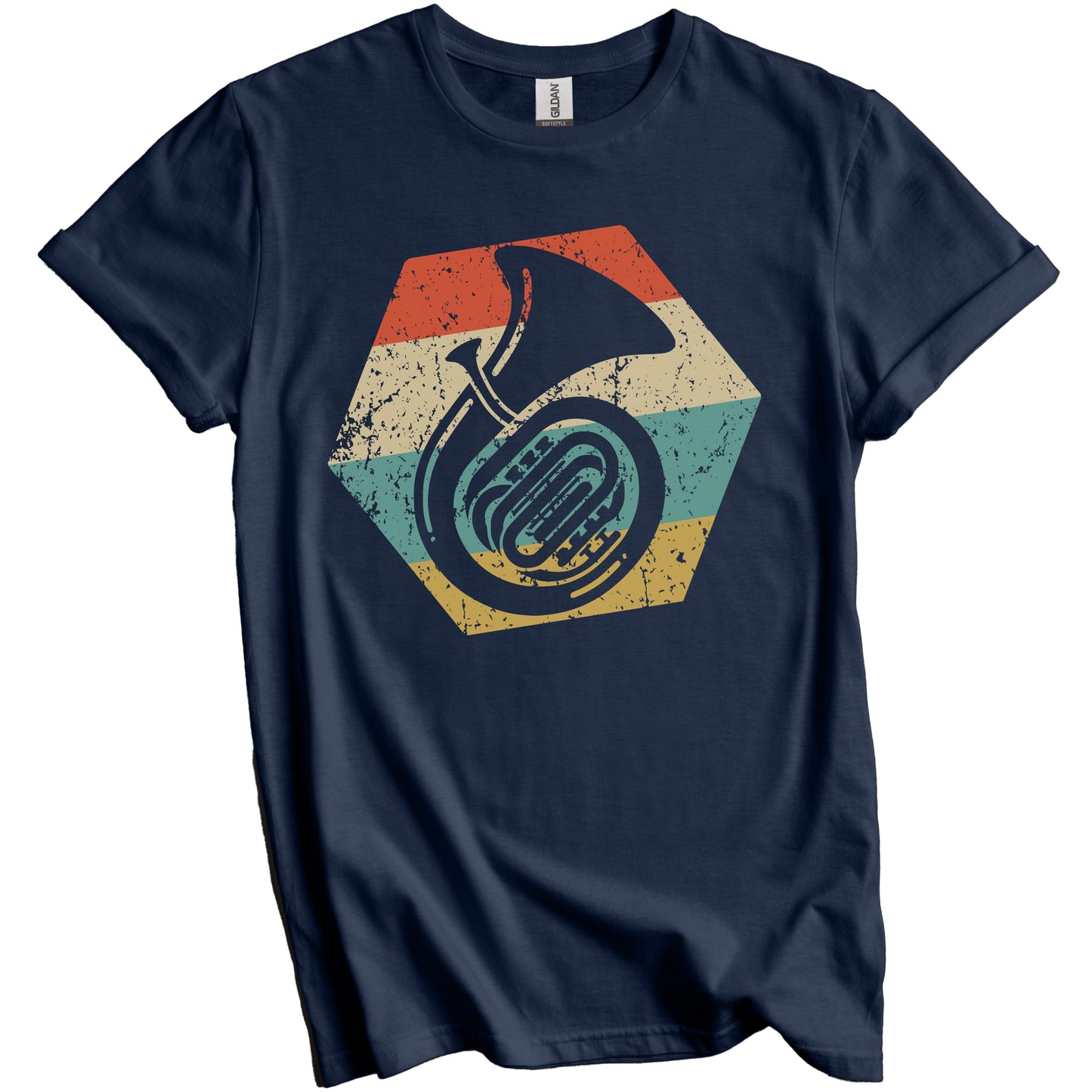 Tuba Retro Distressed Hexagon Musical Instrument T-Shirt