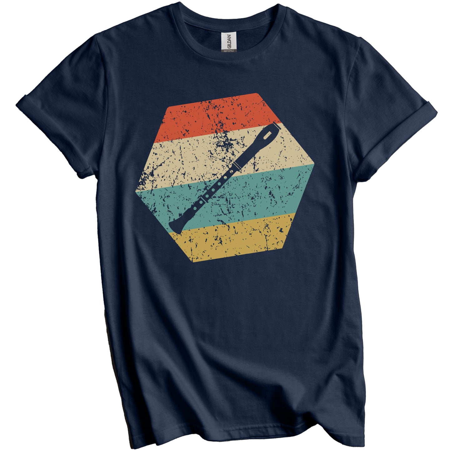 Oboe Retro Distressed Hexagon Oboe Player T-Shirt