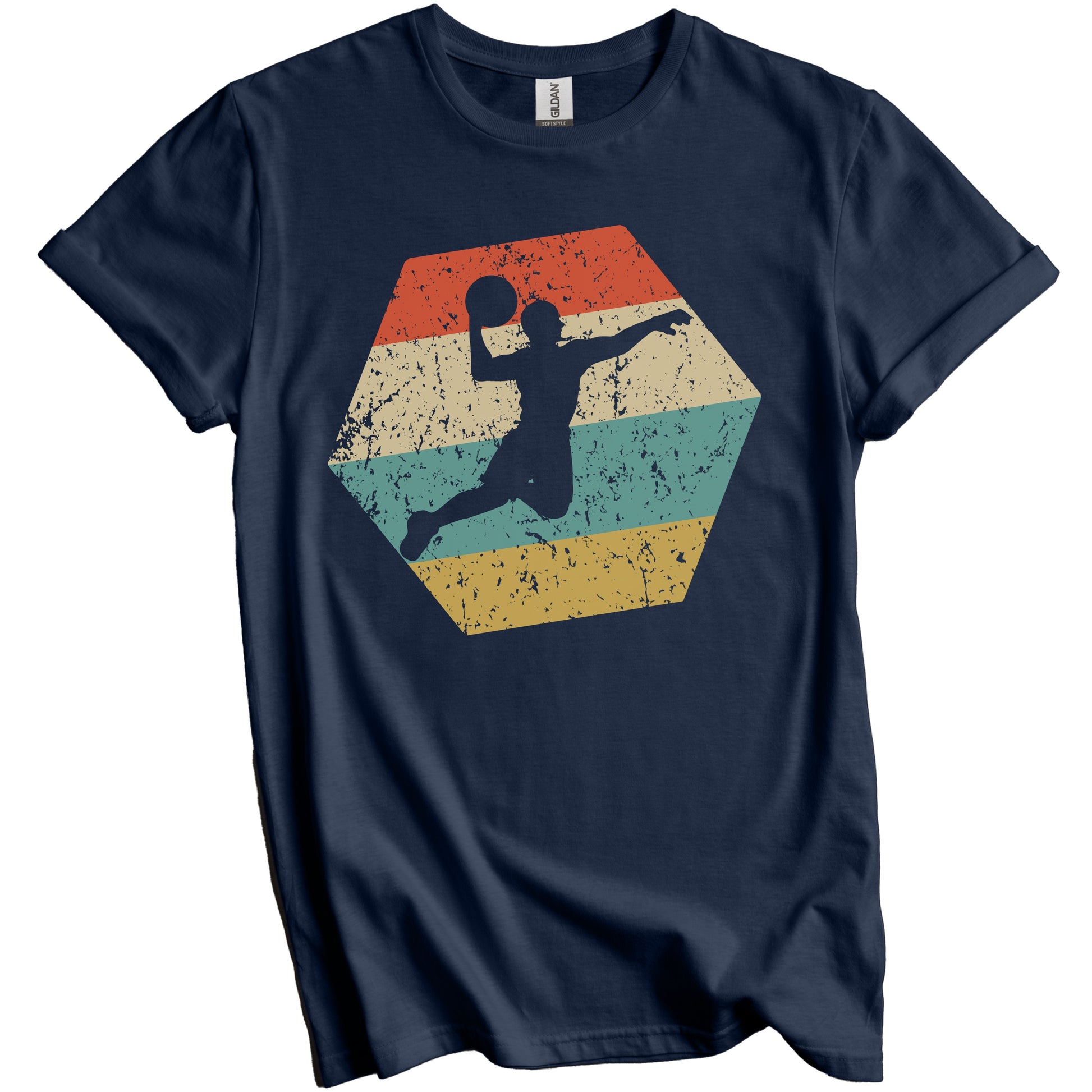 Basketball Player Retro Distressed Hexagon Dunk T-Shirt
