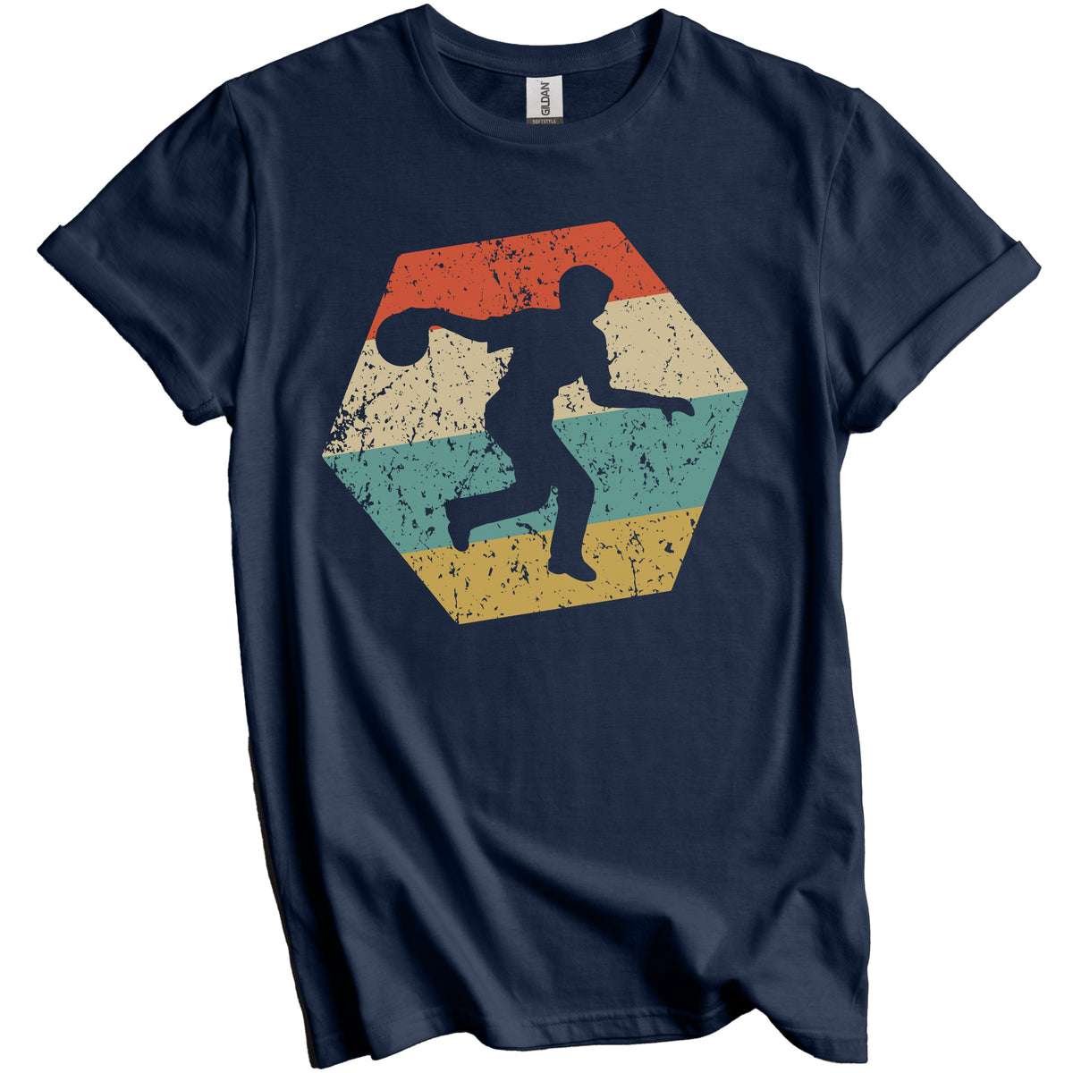 Bowling Retro Distressed Hexagon Bowler T-Shirt