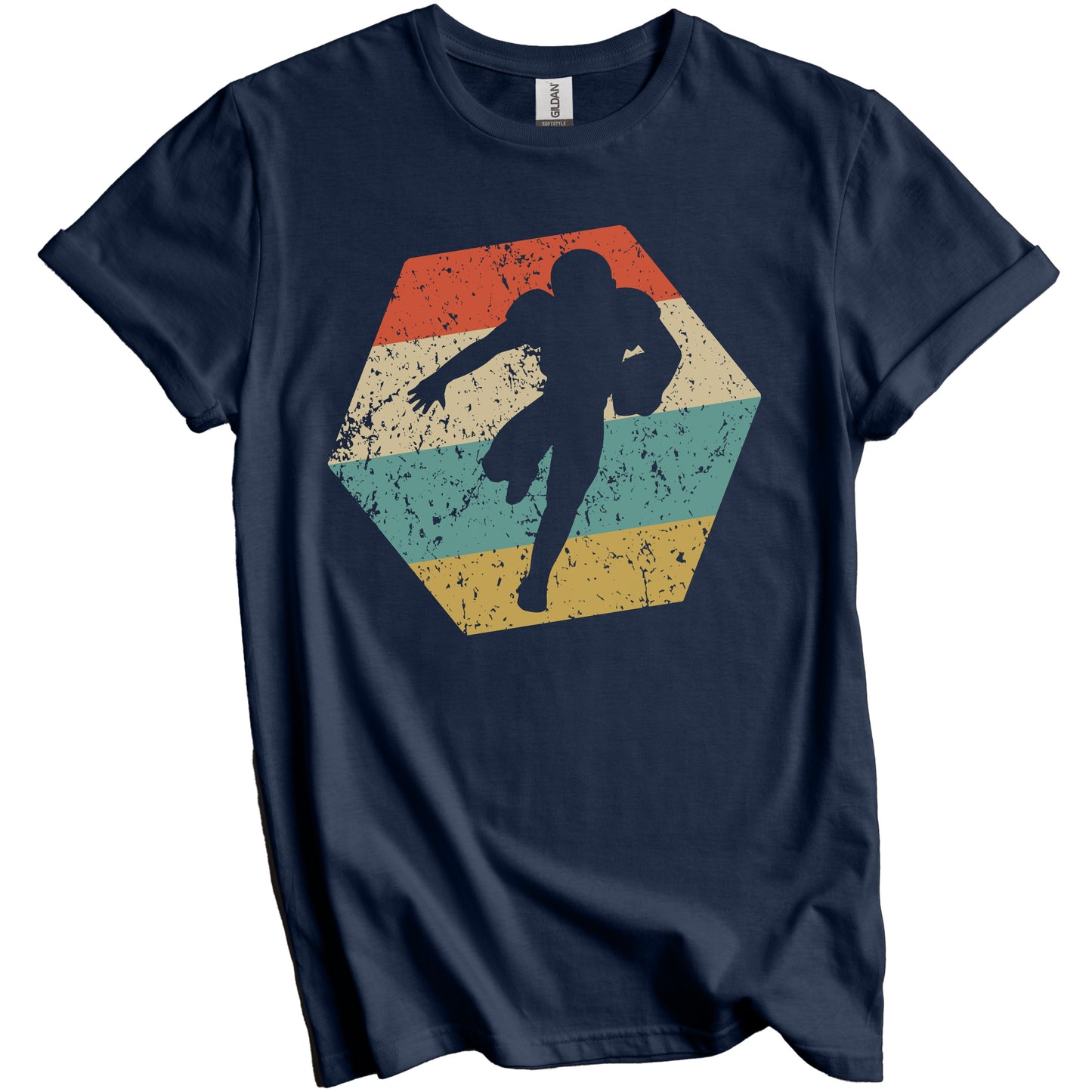 Football Retro Distressed Hexagon Running Back T-Shirt