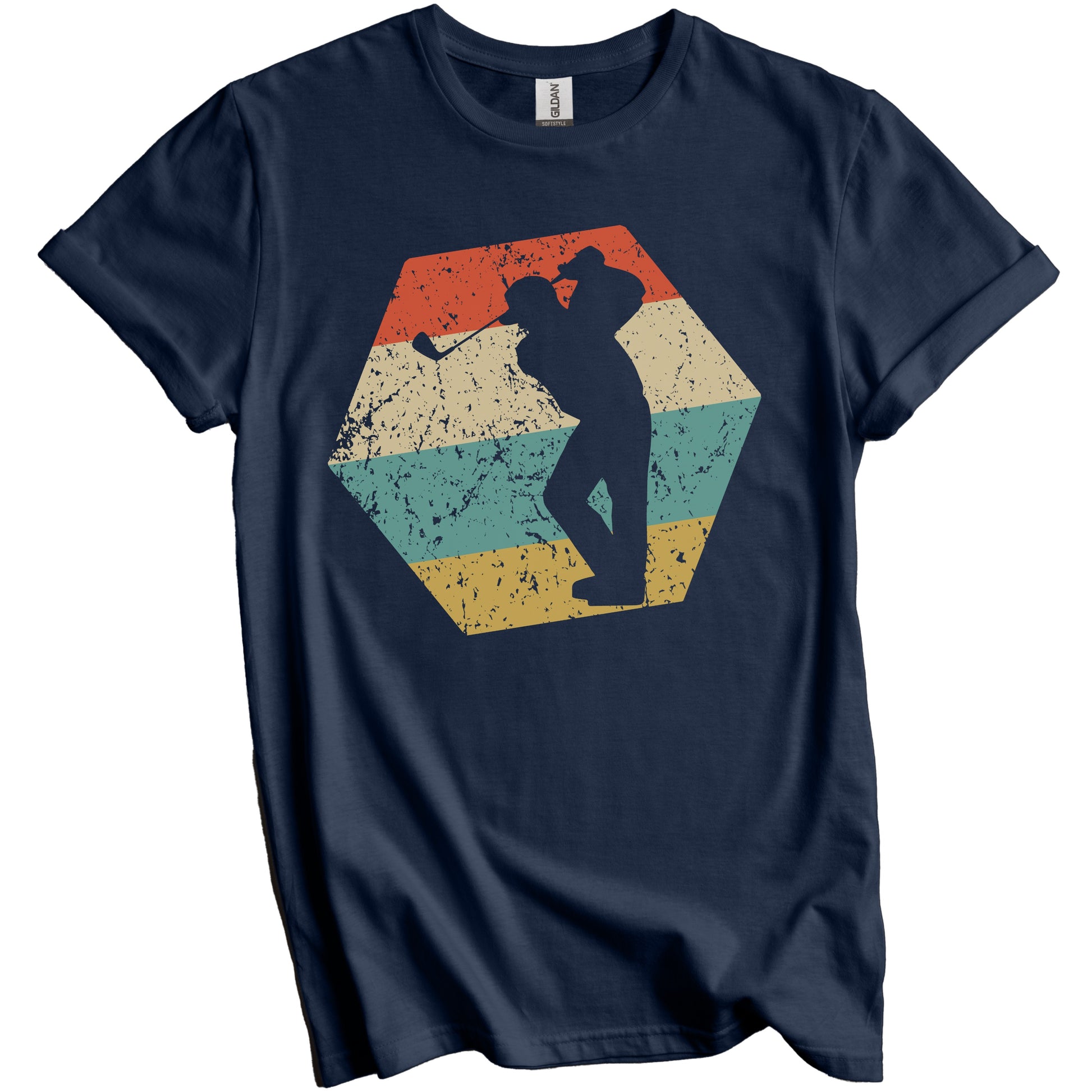 Golf Retro Distressed Hexagon Golfer T-Shirt