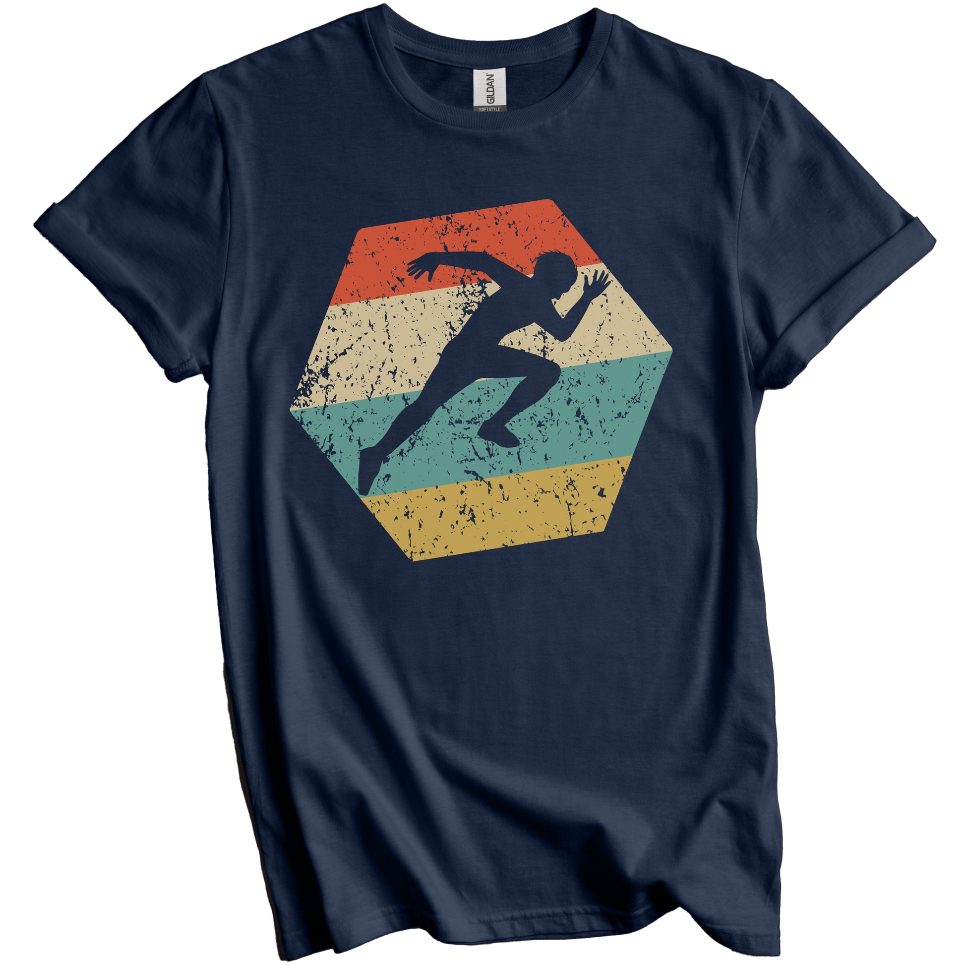 Sprinter Retro Distressed Hexagon Track and Field T-Shirt
