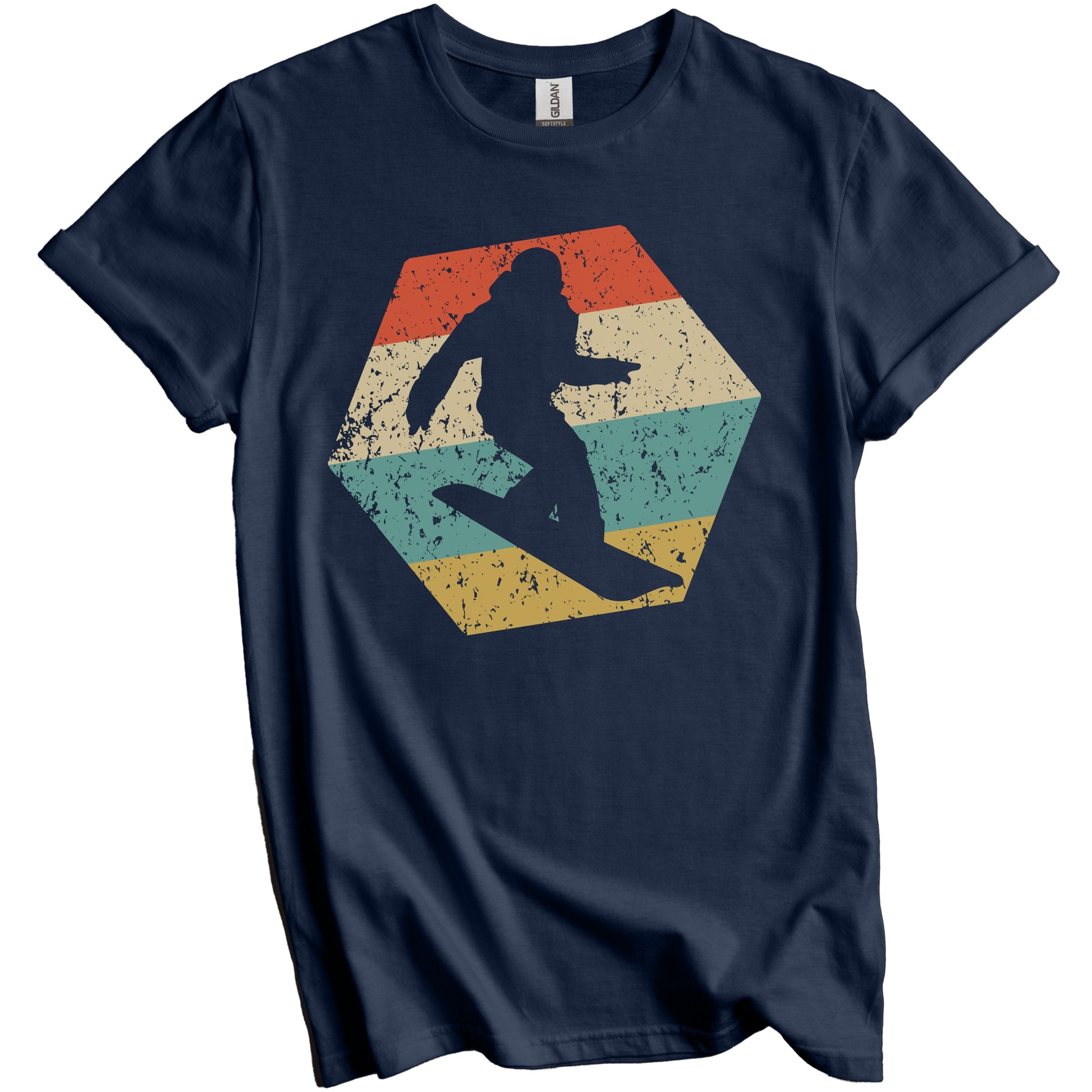Snowboarding Retro Distressed Hexagon Snowboarder T-Shirt