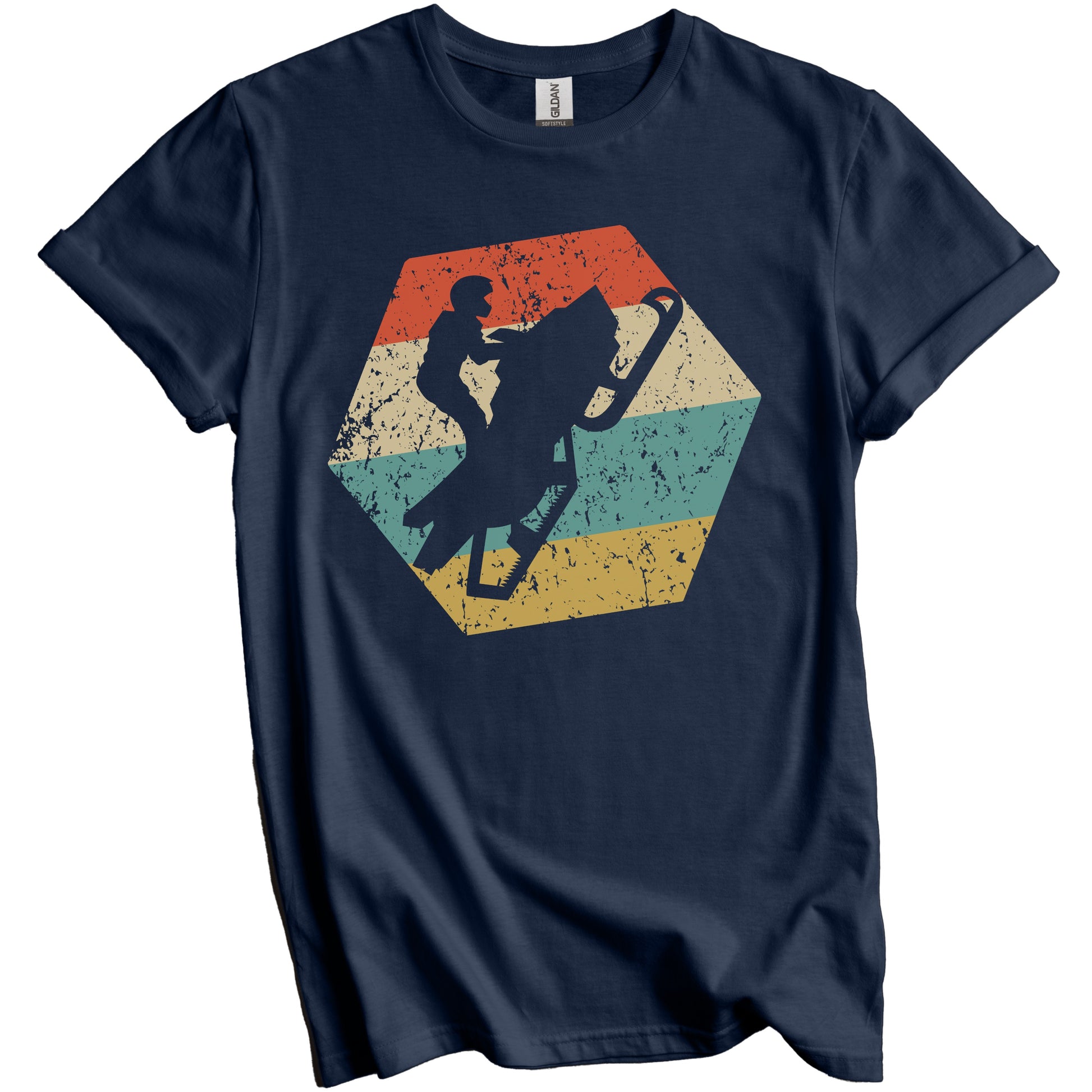 Snowmobiling Retro Distressed Hexagon Snowmobile T-Shirt