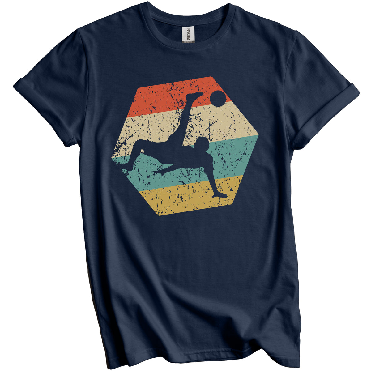 Soccer Retro Distressed Hexagon Soccer Kick T-Shirt