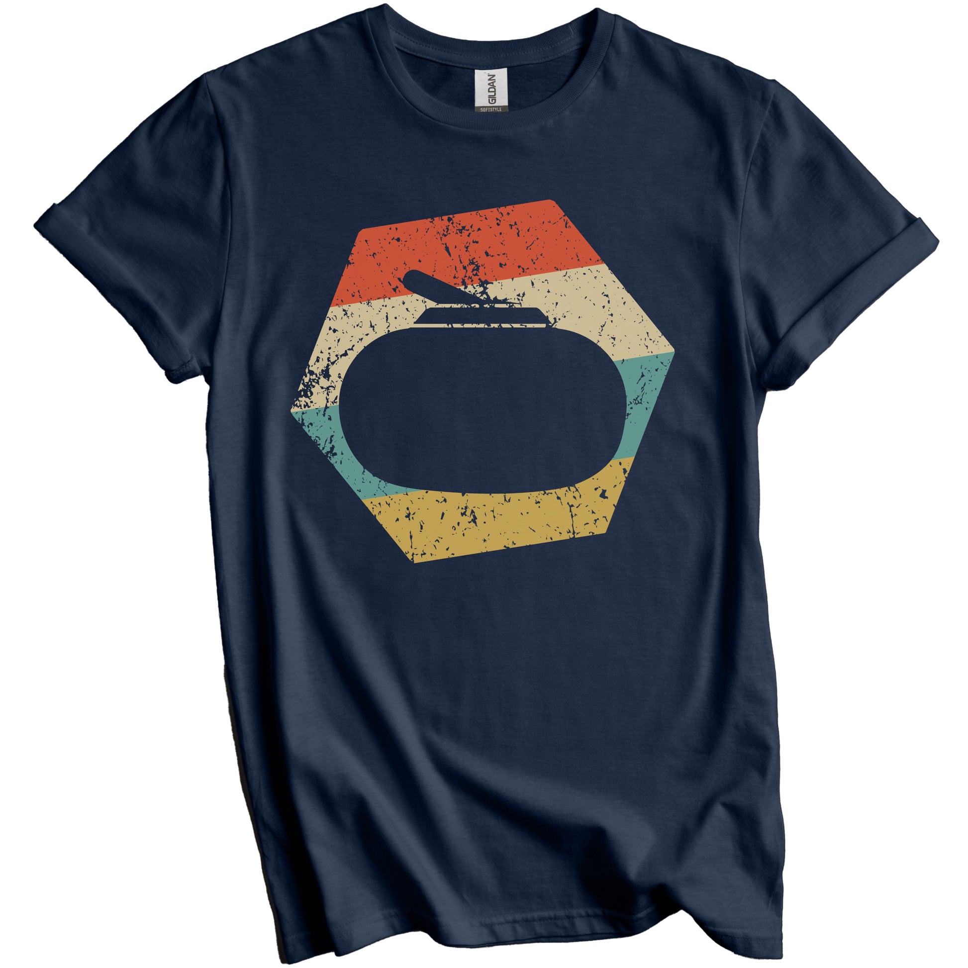 Curling Retro Distressed Hexagon Curling Stone T-Shirt