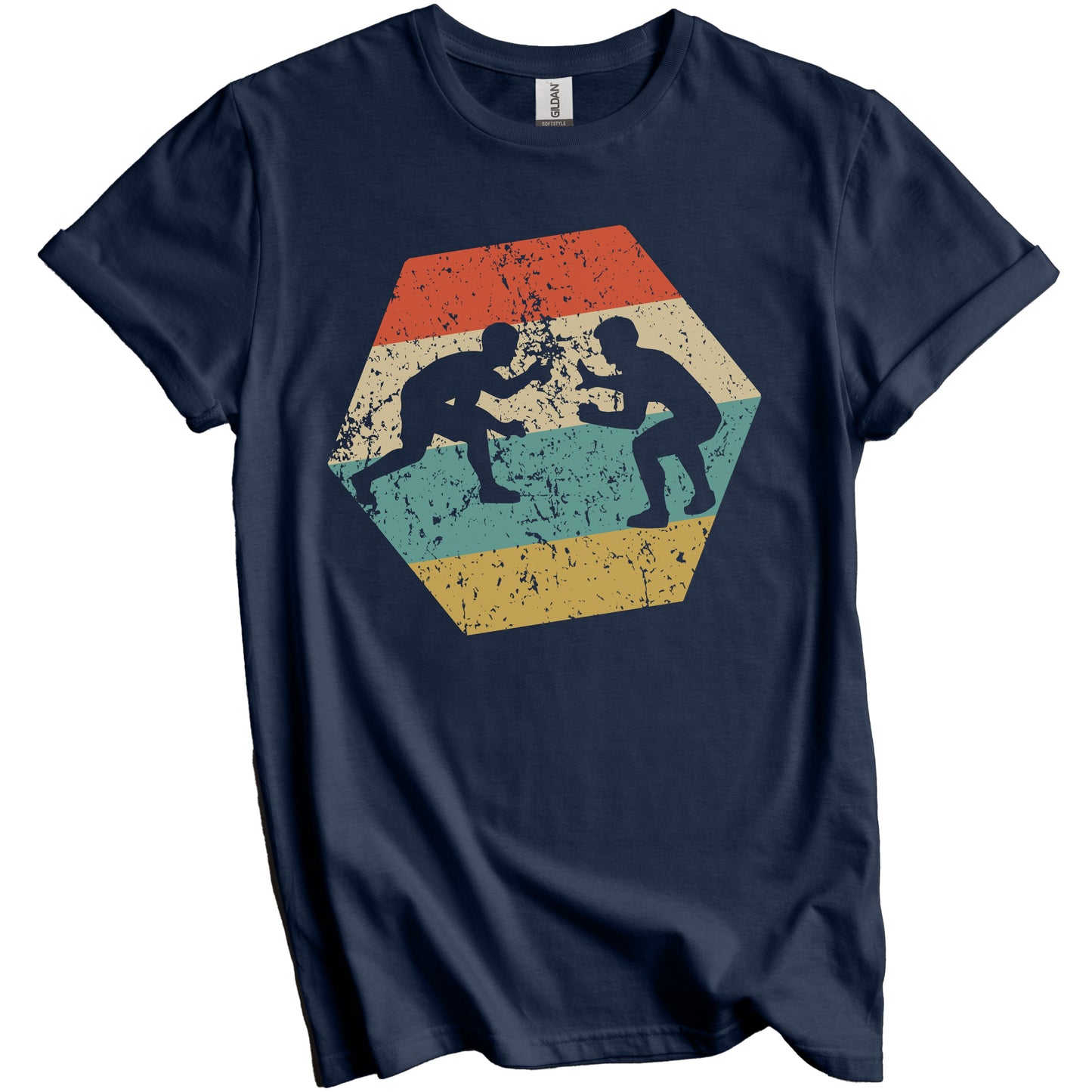 Wrestling Retro Distressed Hexagon Wrestlers T-Shirt