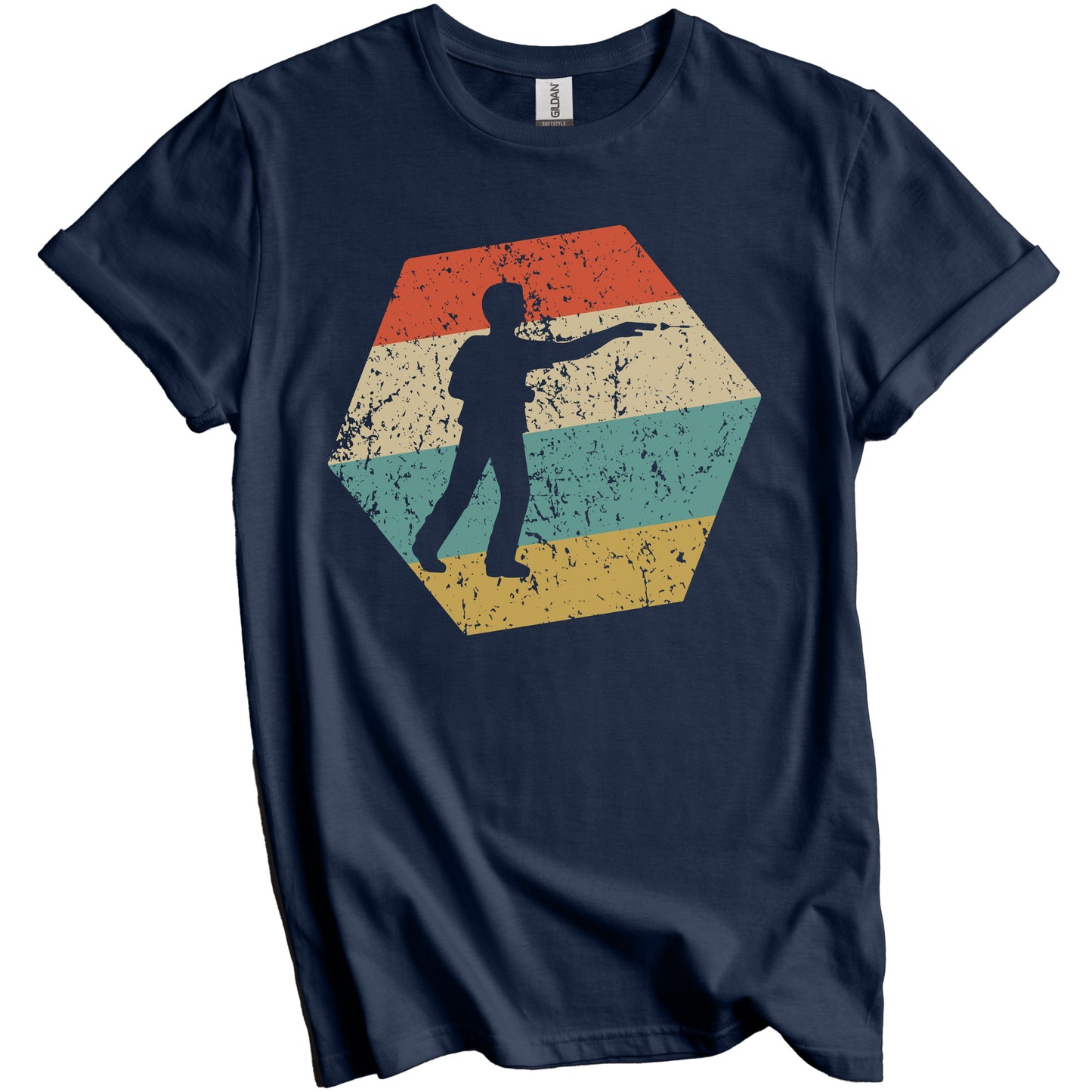 Darts Player Retro Distressed Hexagon Darts T-Shirt