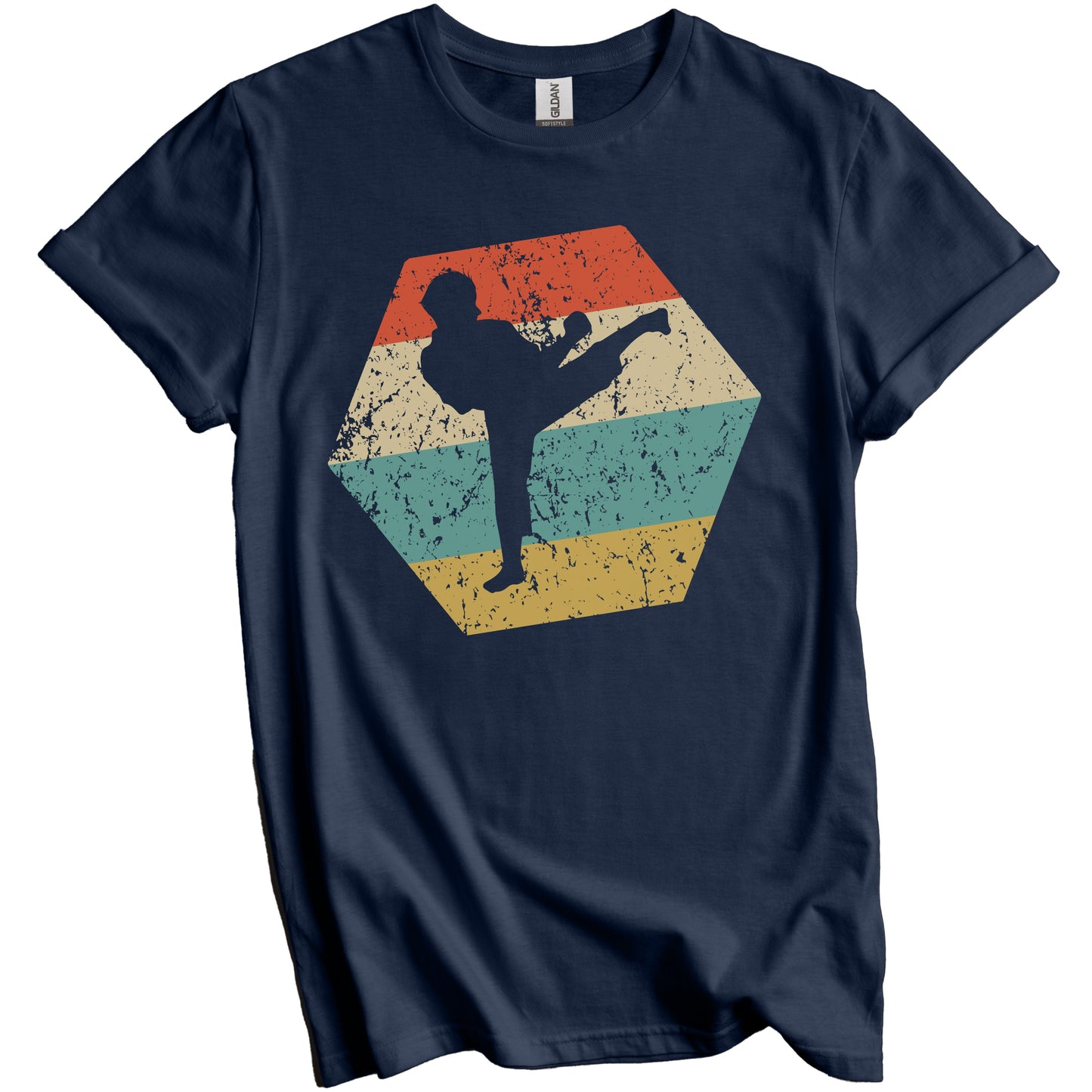 Martial Arts Retro Distressed Hexagon Tae Kwon Do T-Shirt