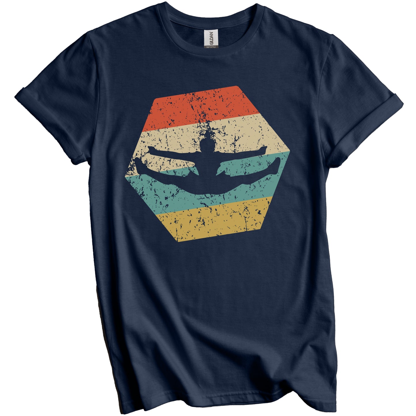Cheerleading Retro Distressed Hexagon Cheerleader T-Shirt