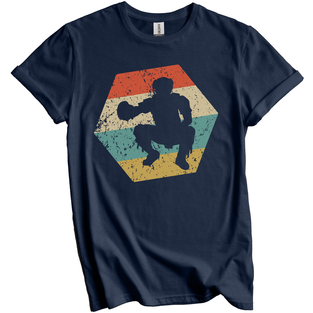 Baseball Retro Distressed Hexagon Catcher T-Shirt